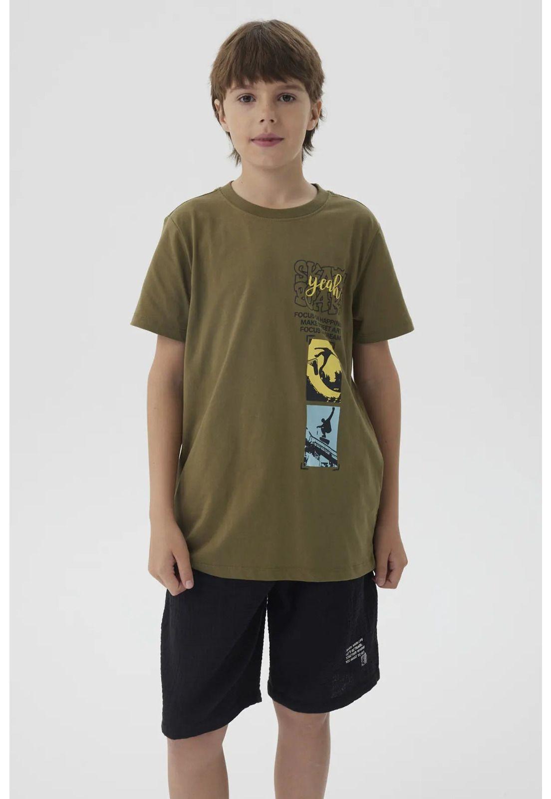 Polera Niño Print Posicional Verde Militar-4