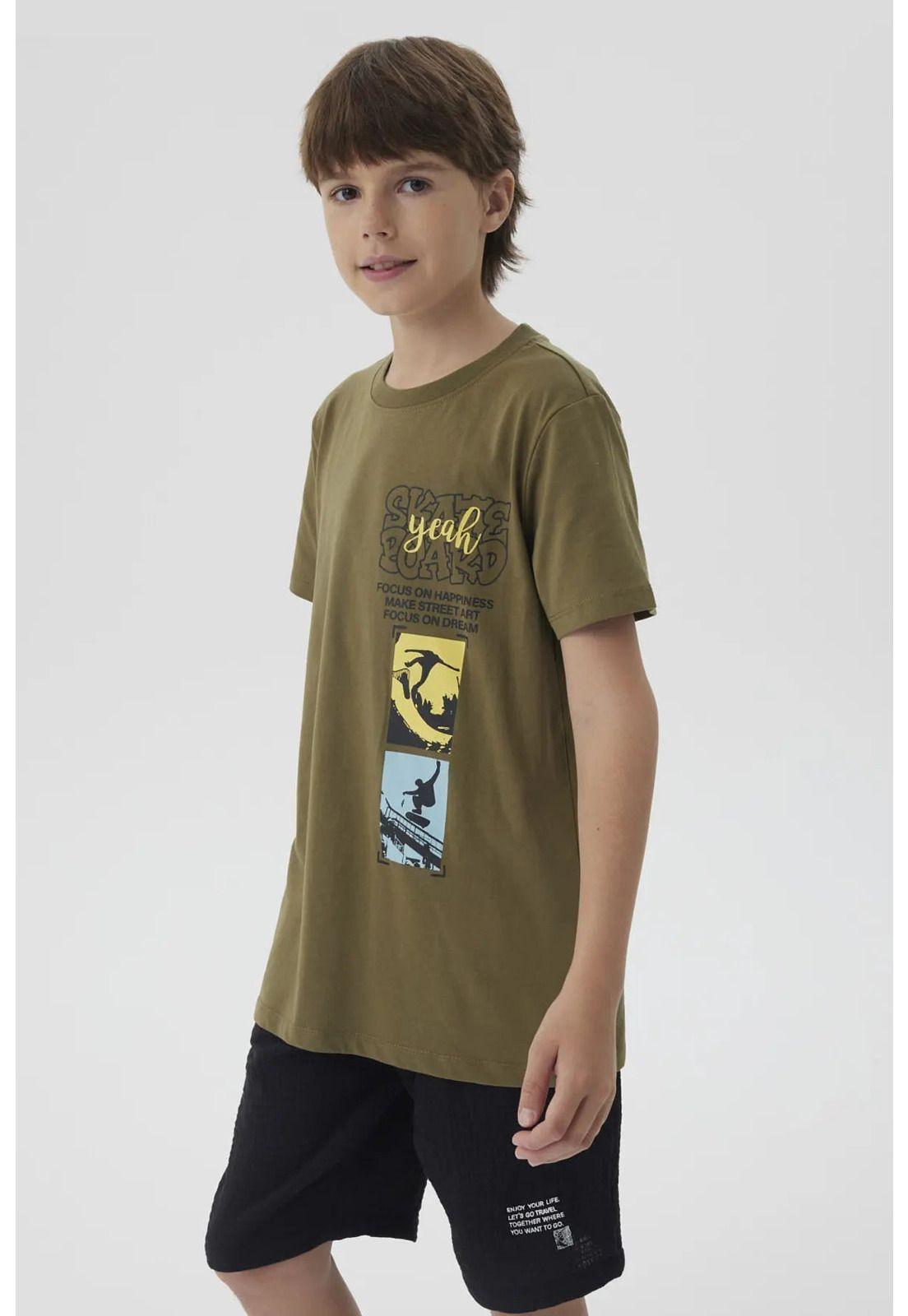 Polera Niño Print Posicional Verde Militar-5