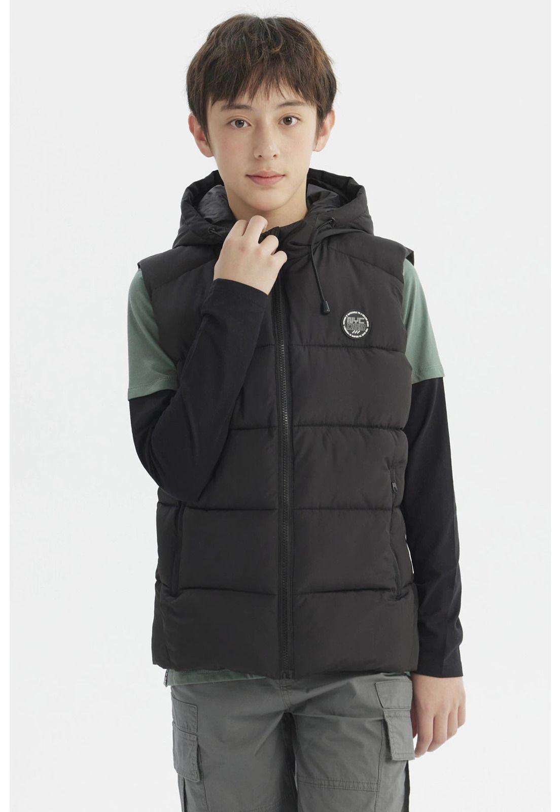 Parka Niño Gorro Acolchado Negro-0