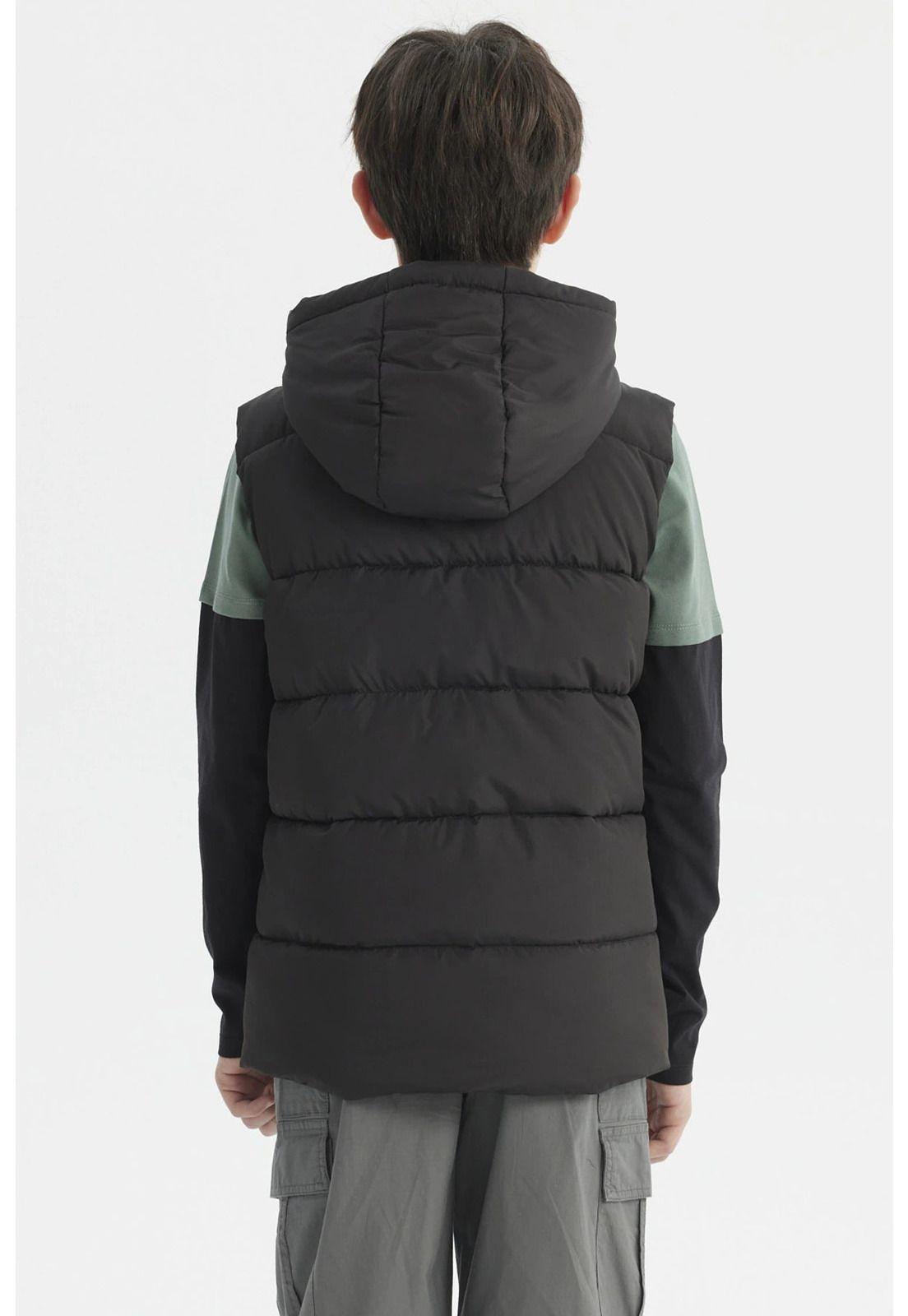 Parka Niño Gorro Acolchado Negro-2