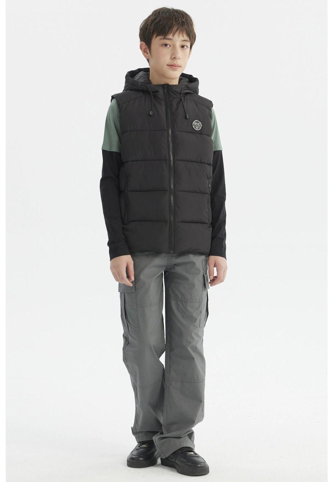 Parka Niño Gorro Acolchado Negro-3