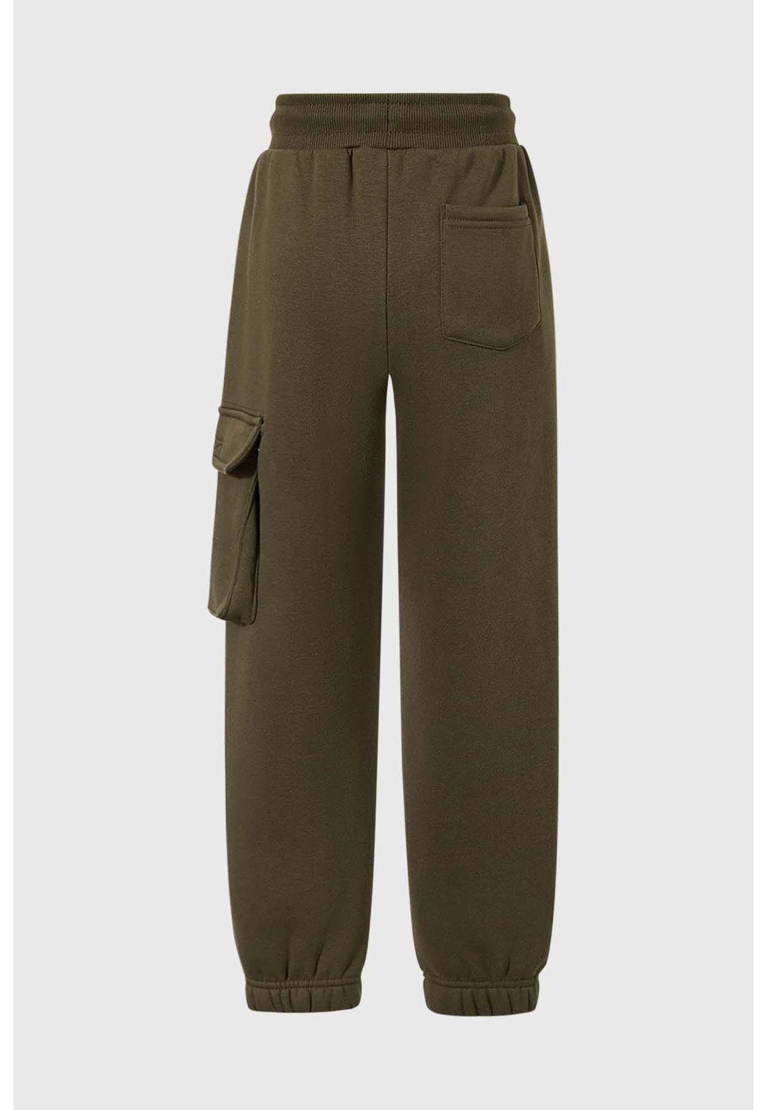 Pantalón Buzo Niño Cargo Con Cortes Verde-1