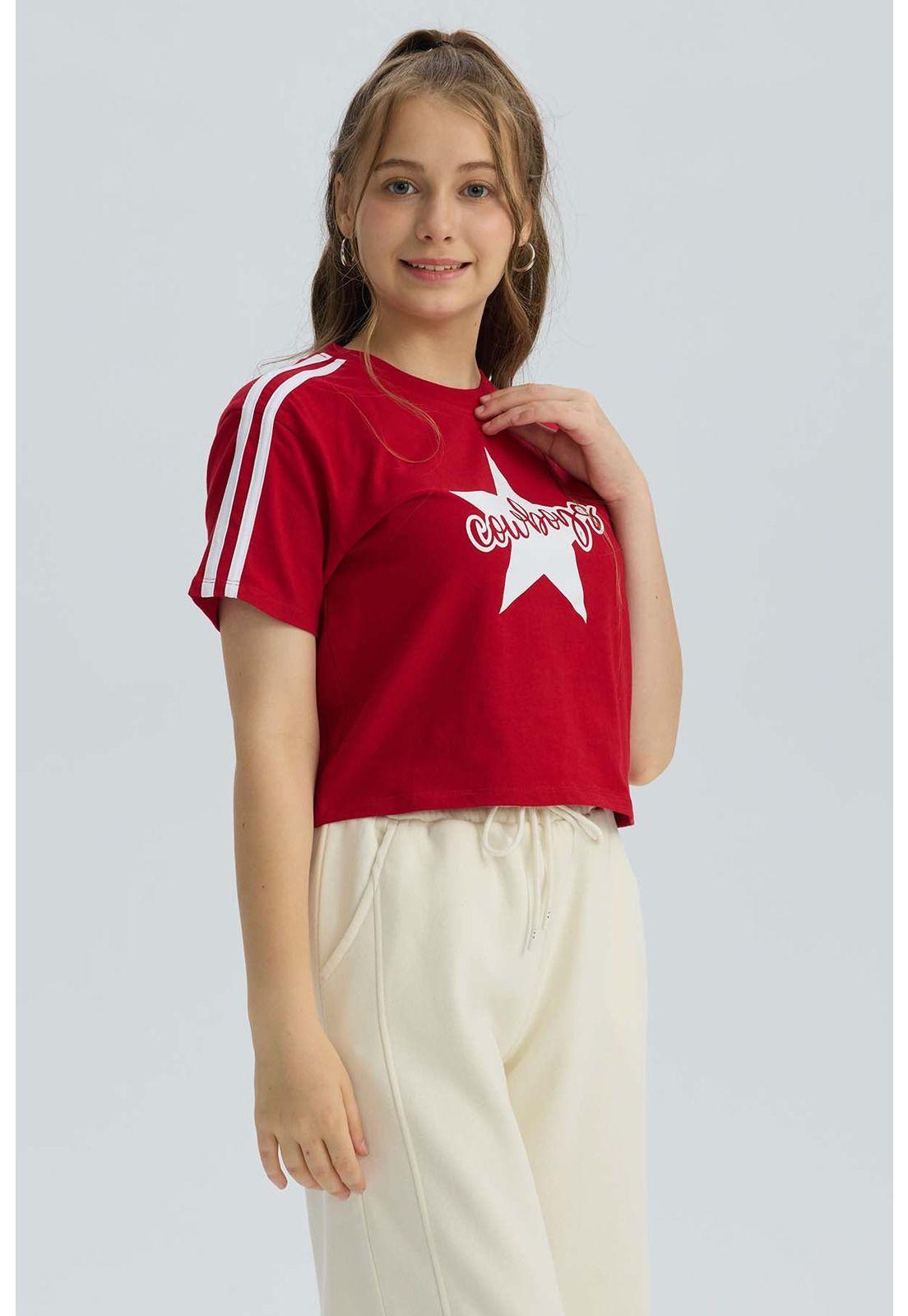 Polera Niña Print Posicional Rojo Oscuro - ll-1