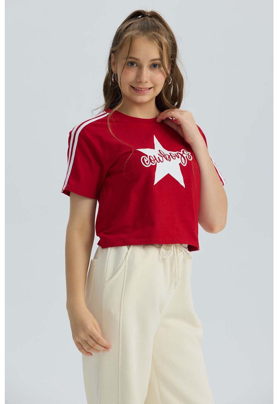Polera Niña Print Posicional Rojo Oscuro - ll-2