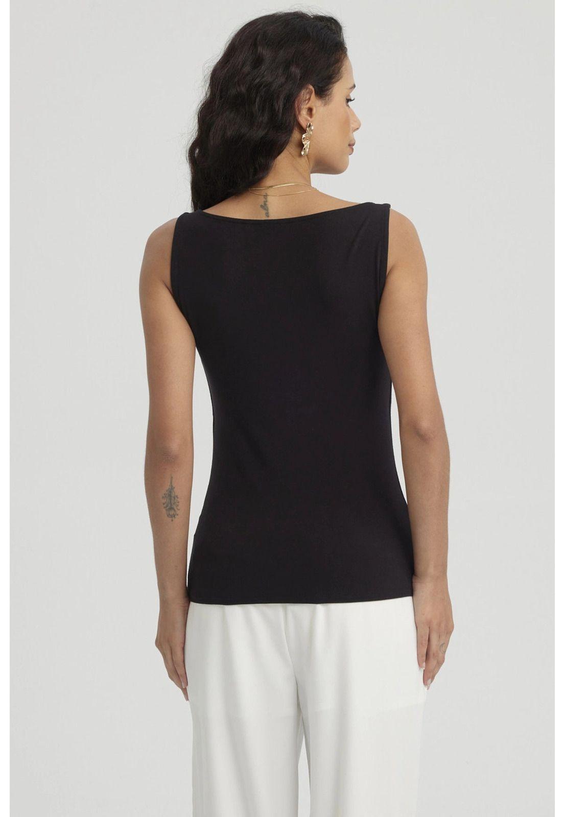 Polera Mujer Drapeado Aplicación Negro-6