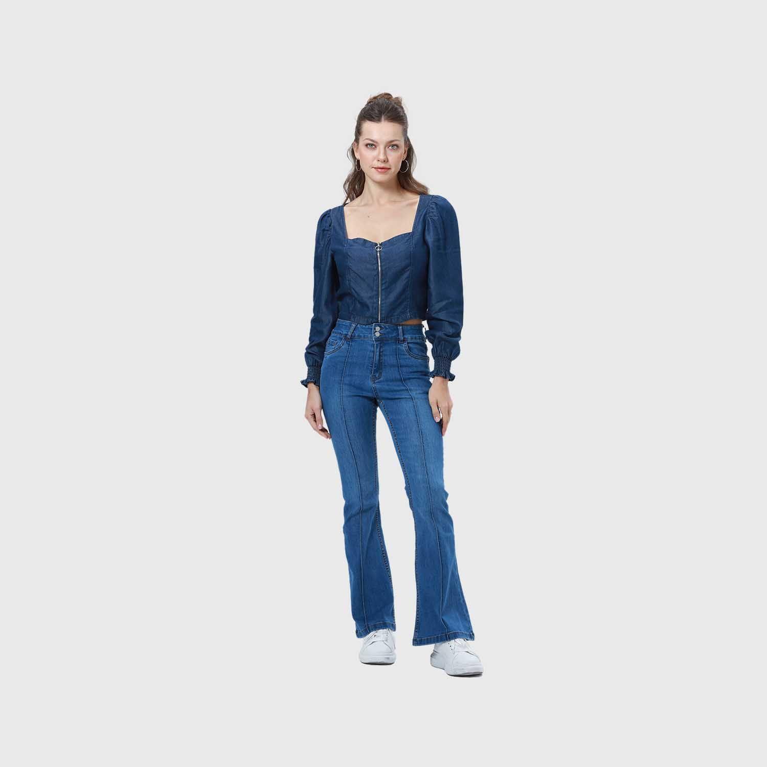 Blusa Mujer Escote Corazón Azul Oscuro-3