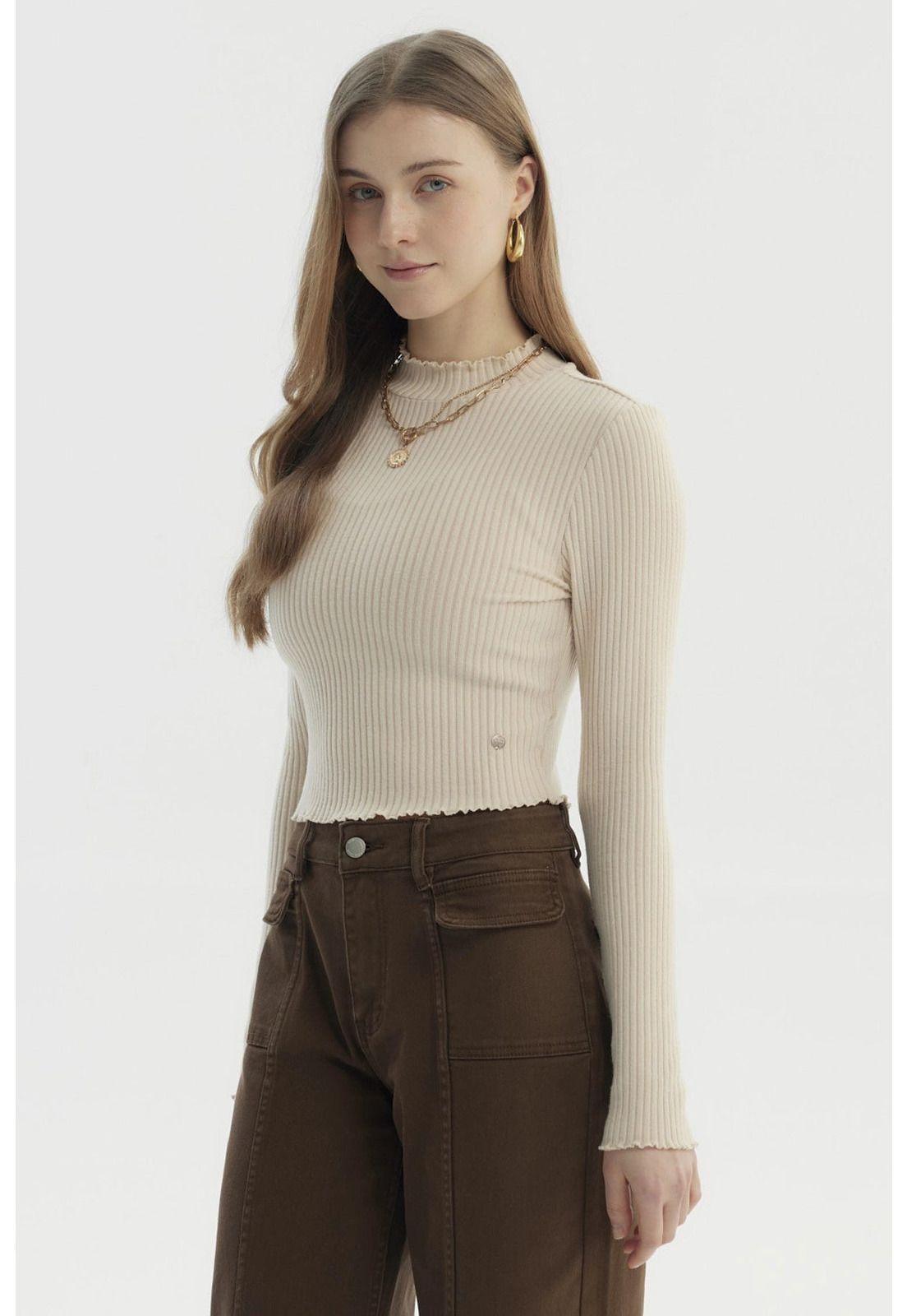 Polera Mujer Basic Ajustado Beige-1