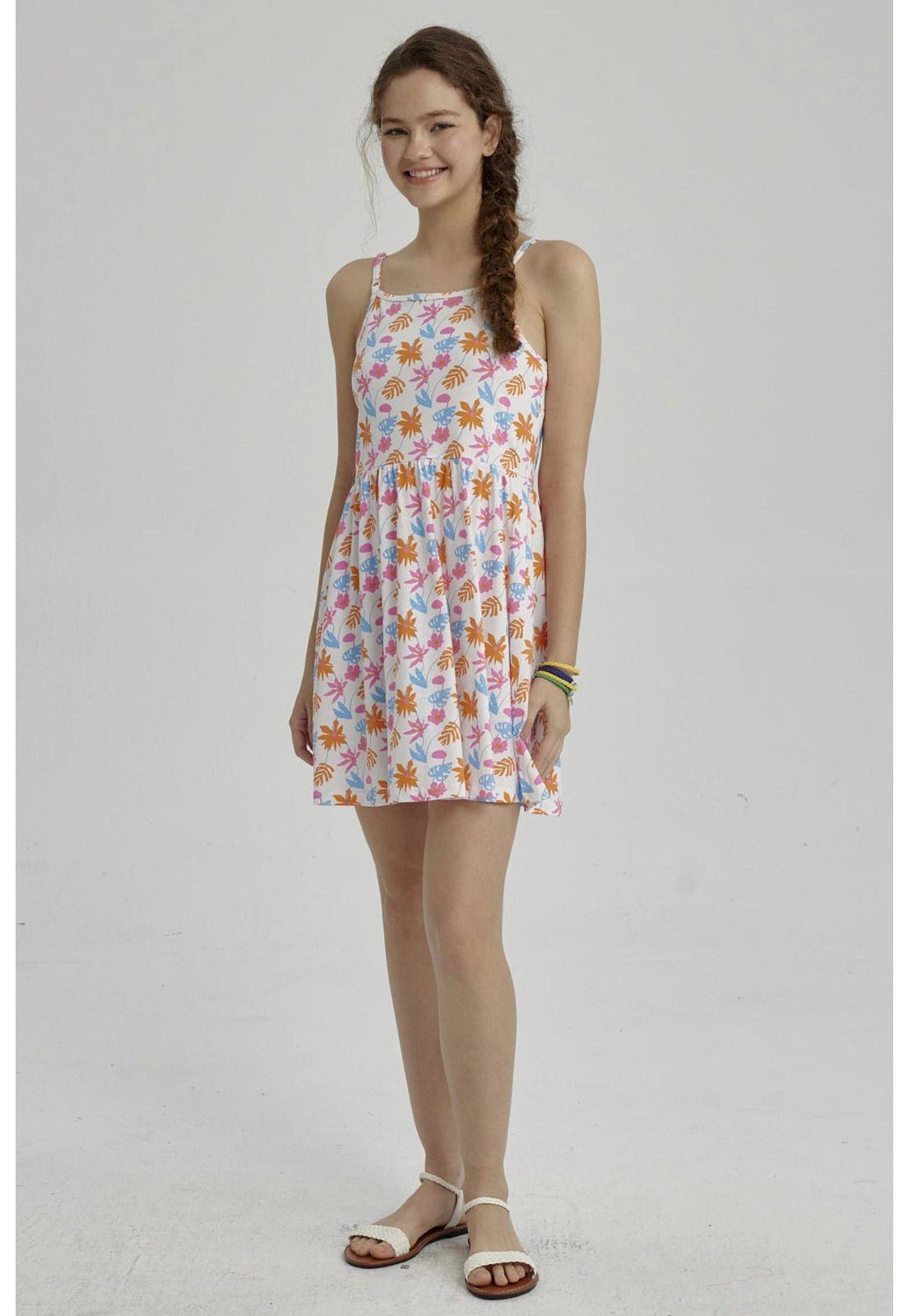 Vestido Niña Básico Teen Blanco-3