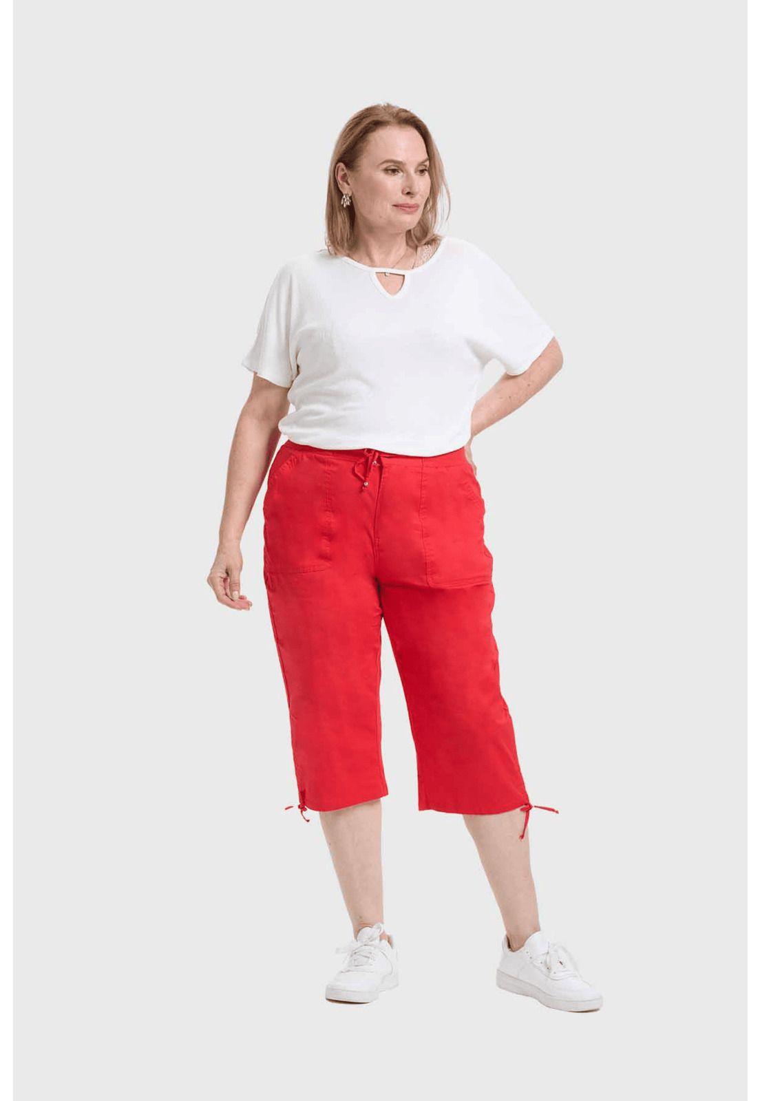 Pantalón Mujer Con Cortes Y Apertura Rojo-3
