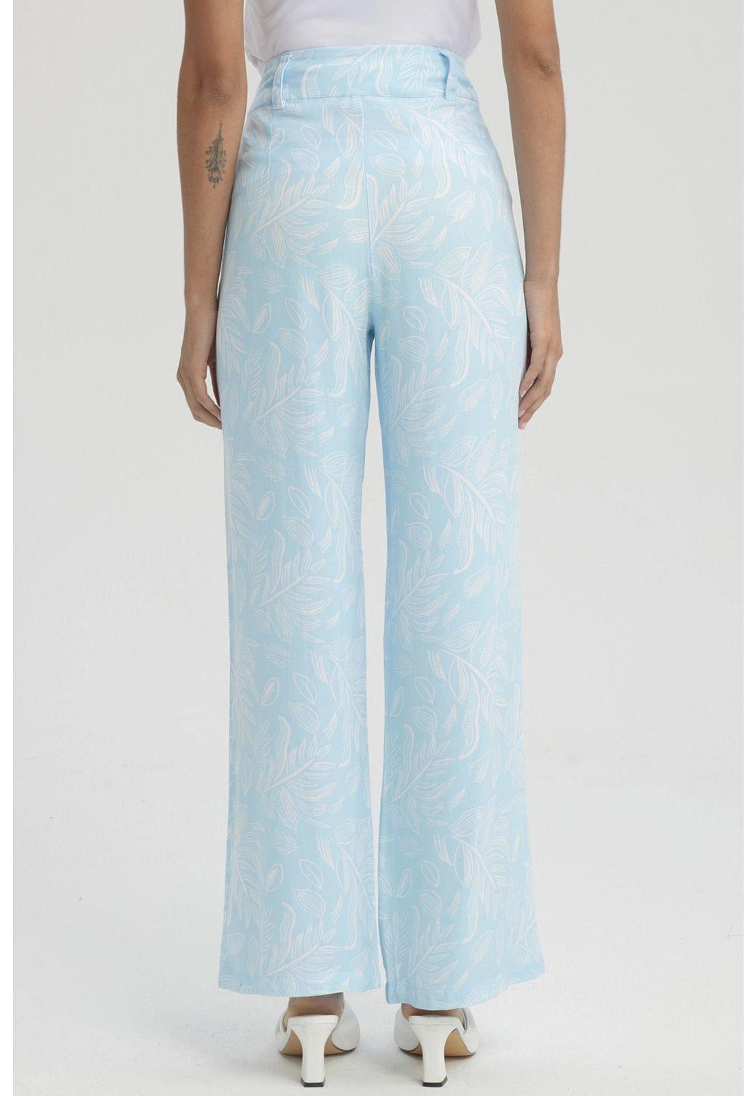Pantalón Mujer Palazzo Pretina Ancha Aqua-2