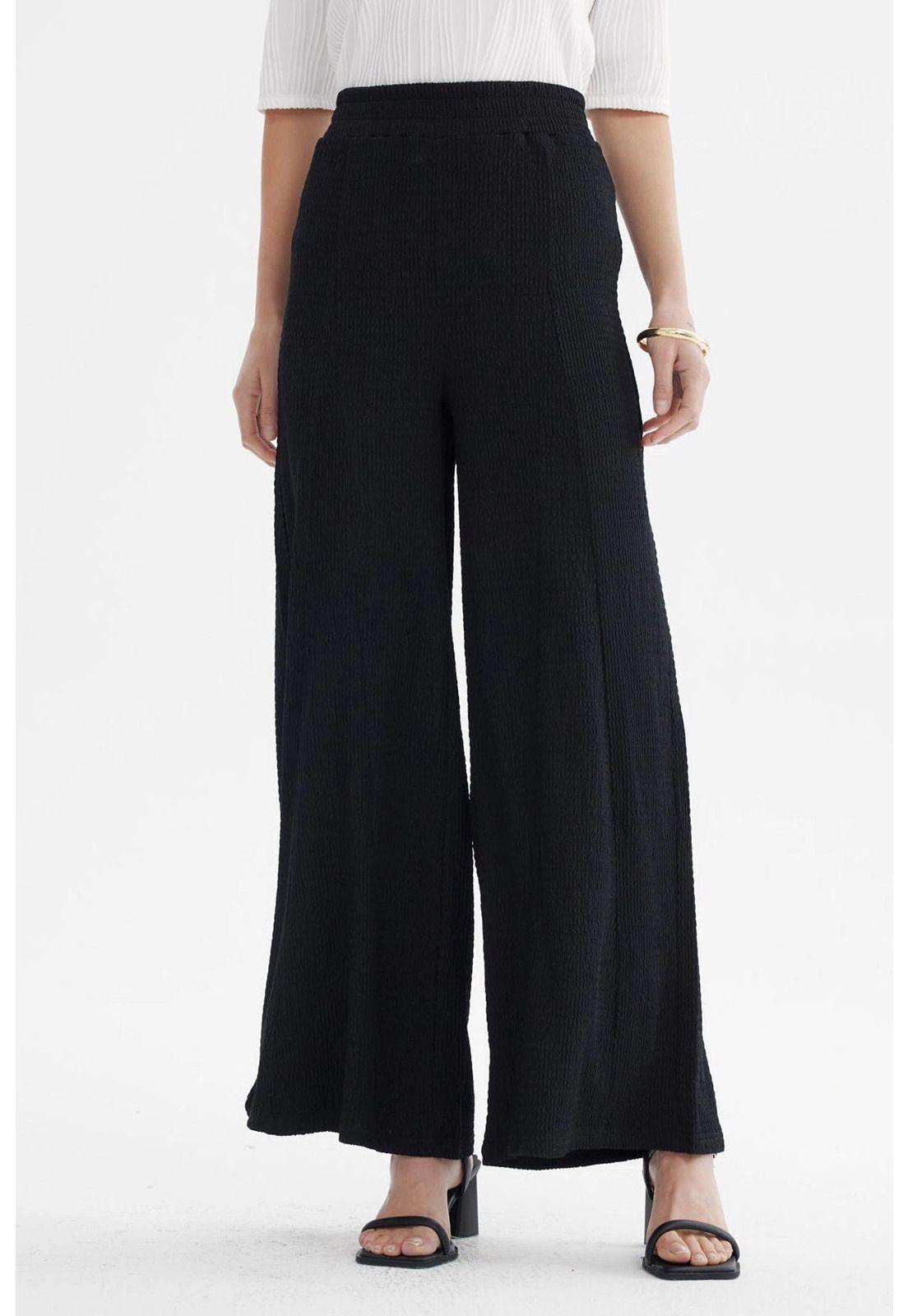 Pantalón Mujer Wide Leg Negro - ll-0