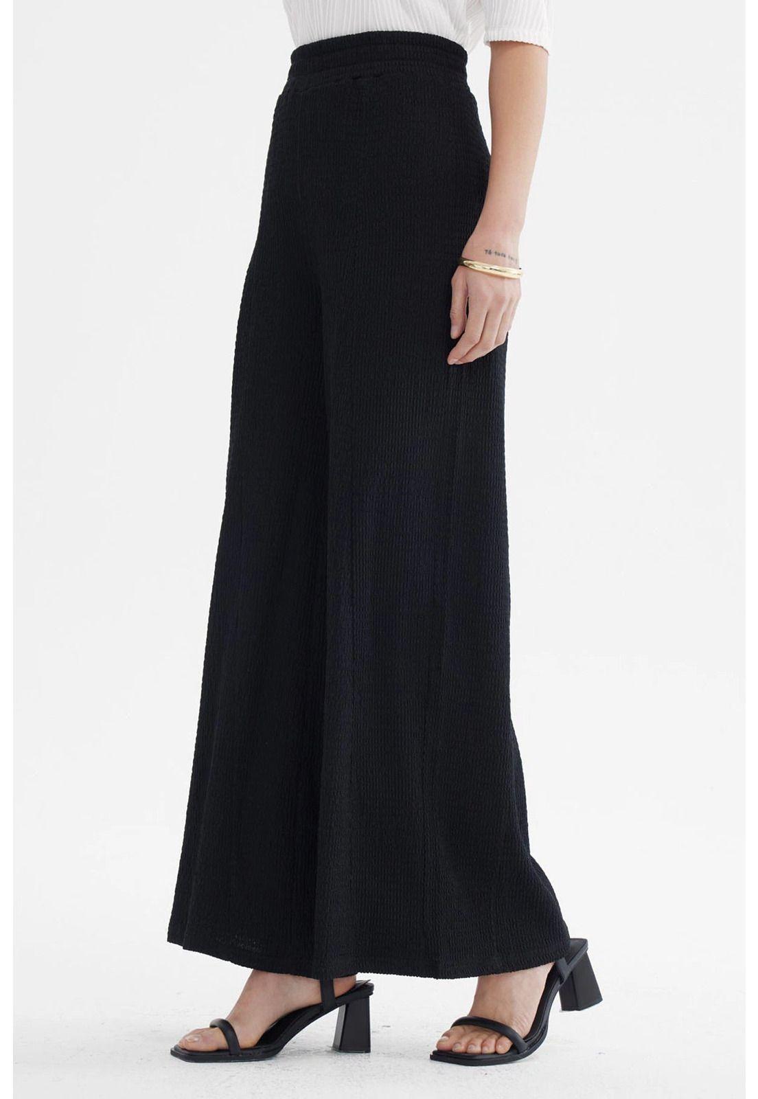 Pantalón Mujer Wide Leg Negro - ll-1