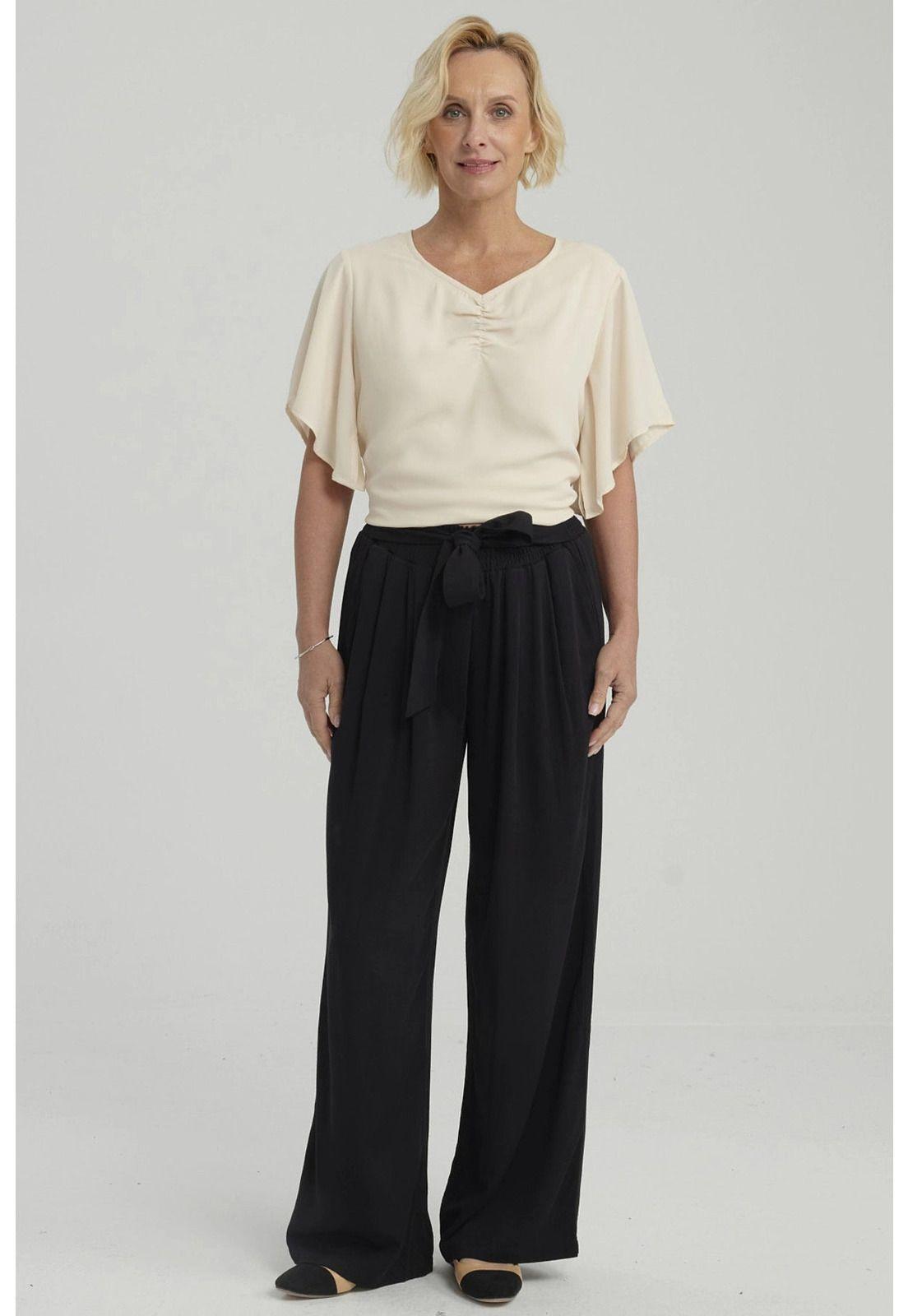 Pantalón Mujer Palazzo Print Negro-3