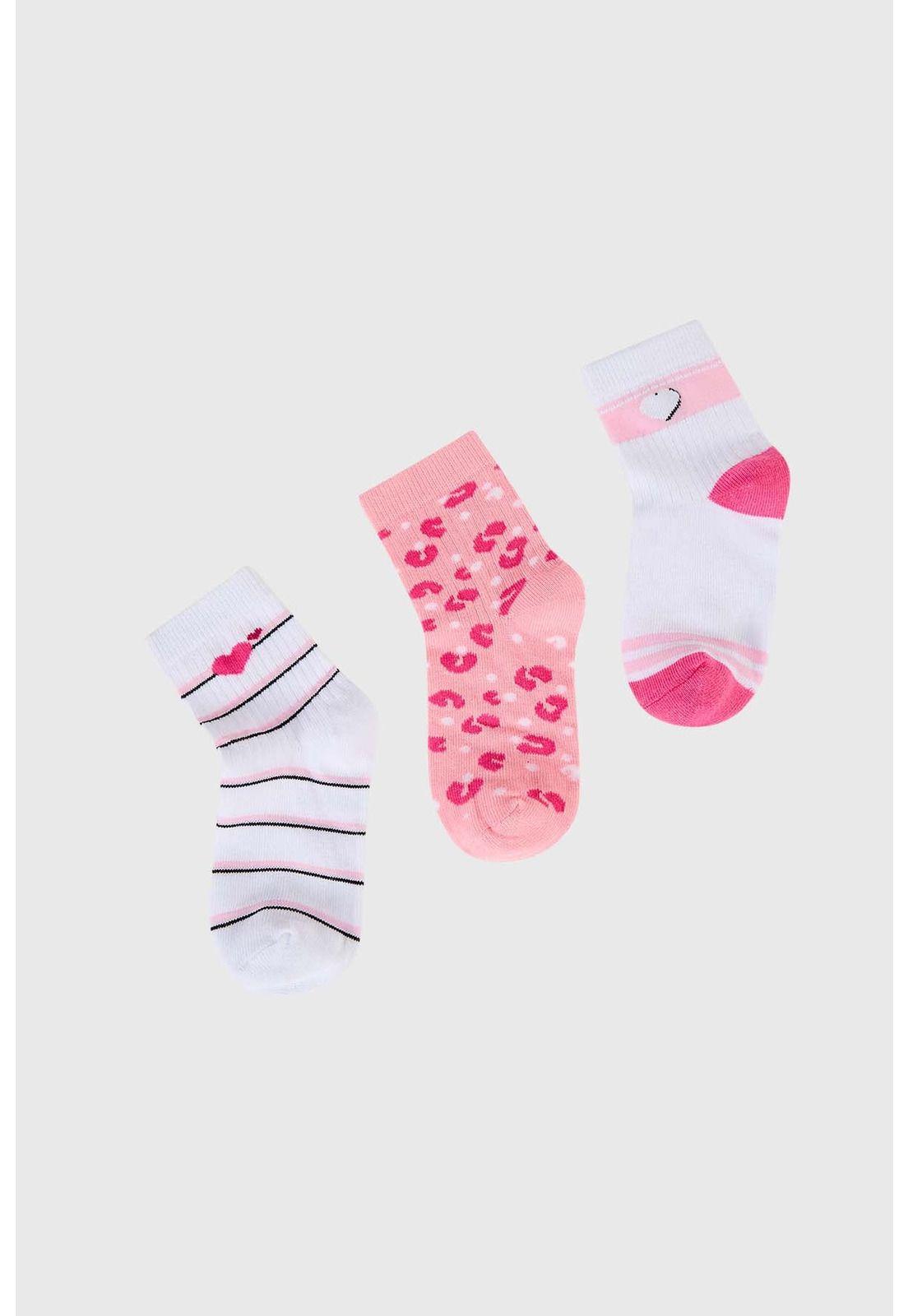 Calcetín De Vestir Niña Tripack Fucsia - ll-0