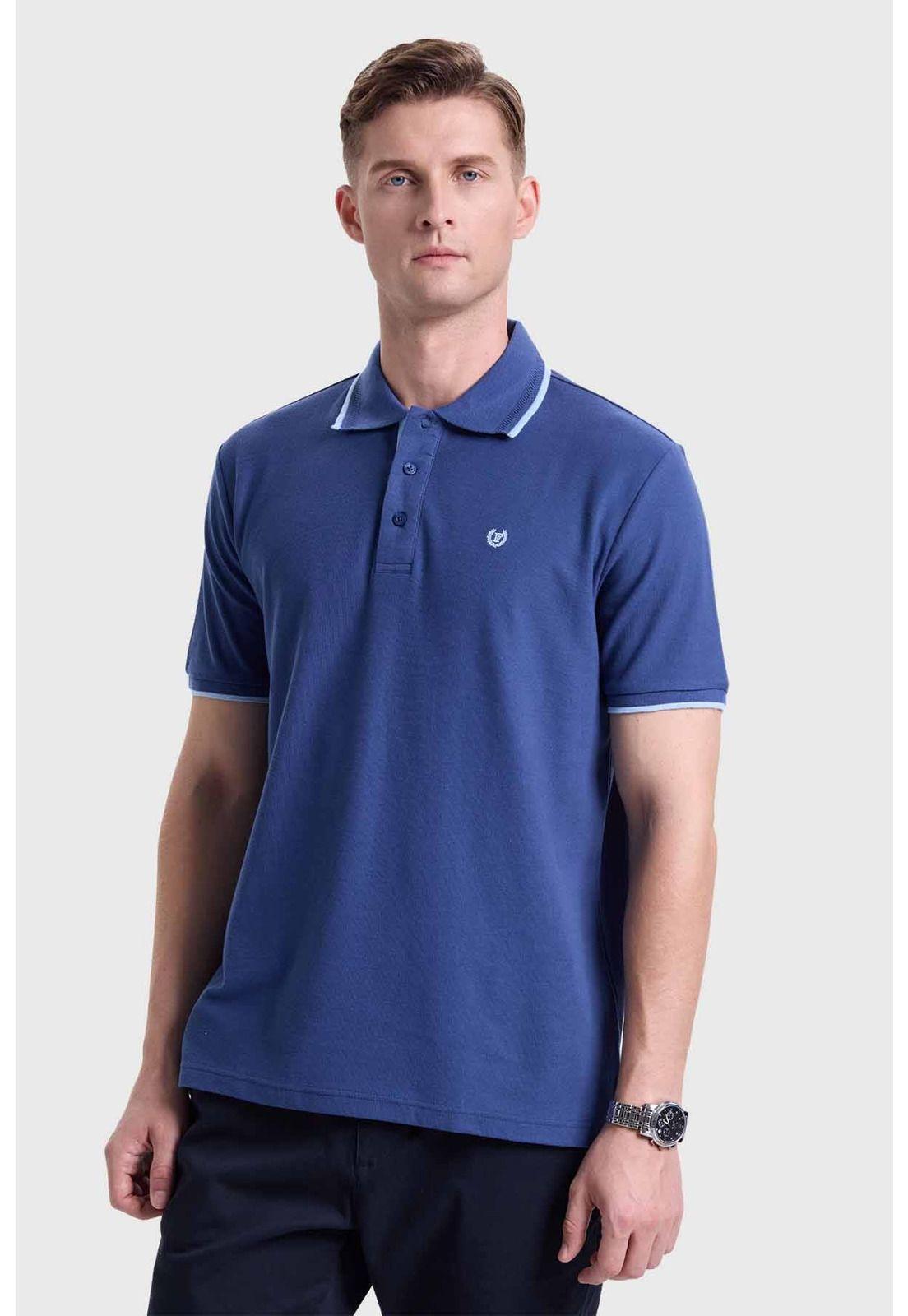 Polera Hombre Piqué Básica Azul - VI-1