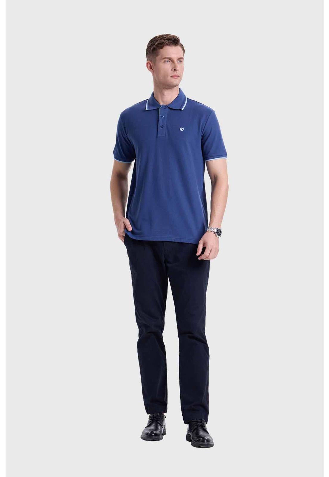Polera Hombre Piqué Básica Azul - VI-3
