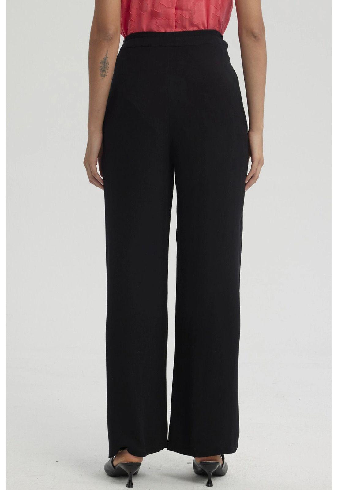 Pantalón Mujer Pretina Elasticada Negro-6