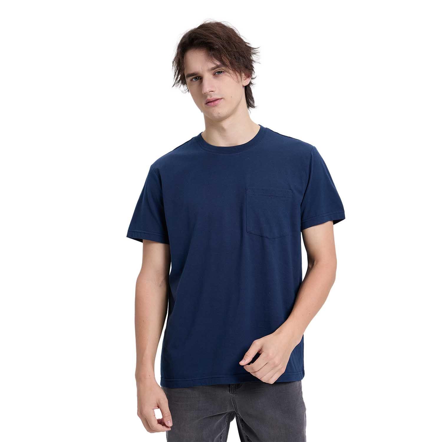 Polera Hombre Básica Bolsillo Azul Marino Fashion's Park-0