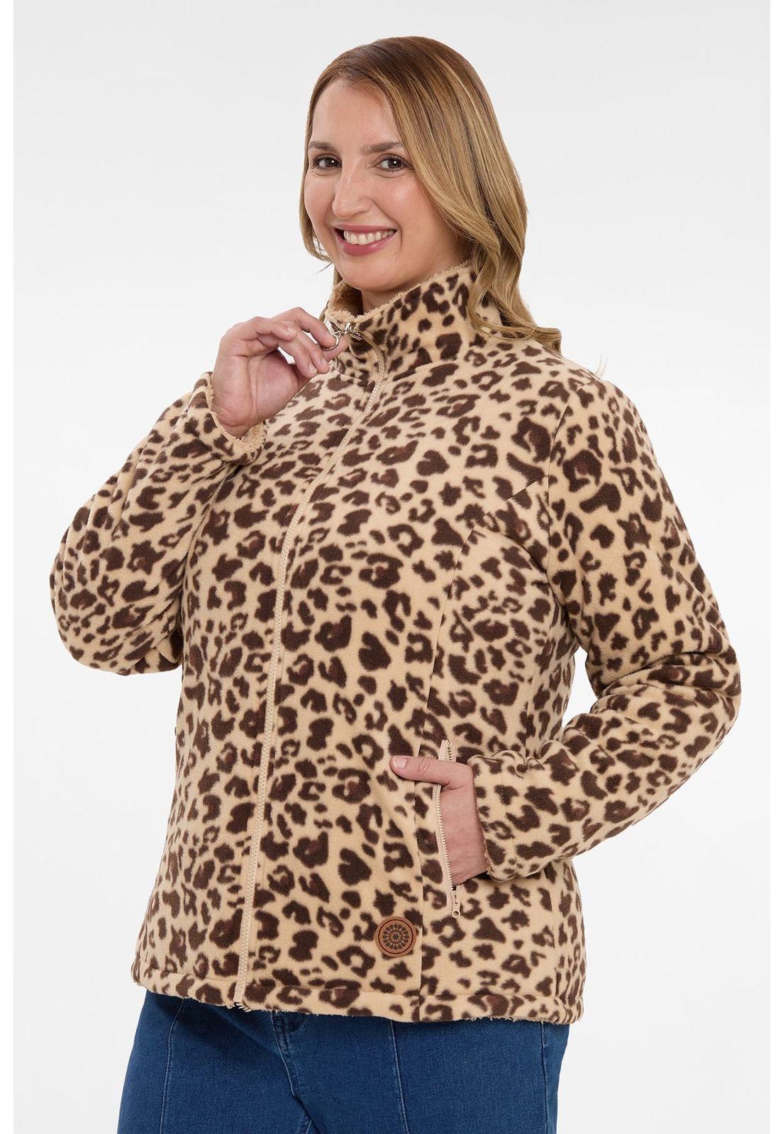 Chaqueta Mujer Animal Print Reversible Beige-0