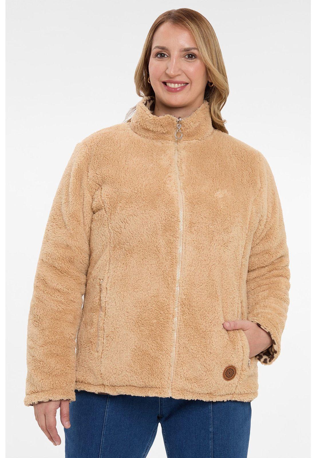 Chaqueta Mujer Animal Print Reversible Beige-1