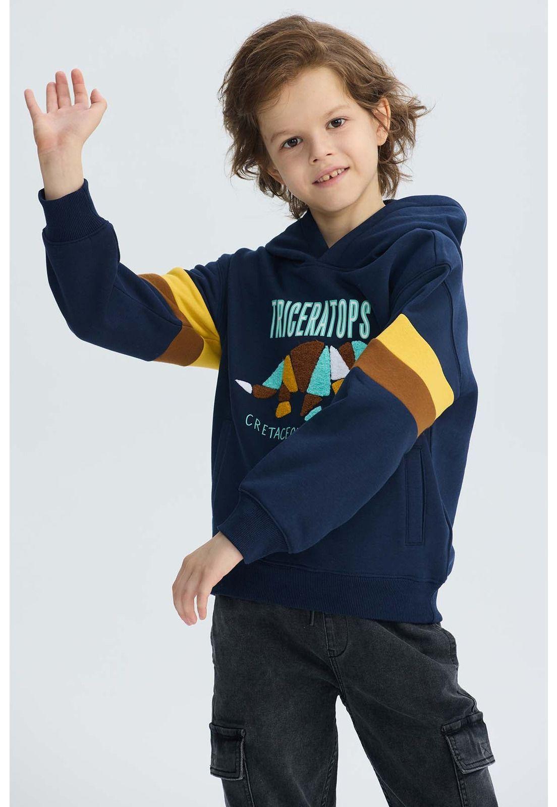 Polerón Niño Print Posicional Azul Oscuro - ll-1