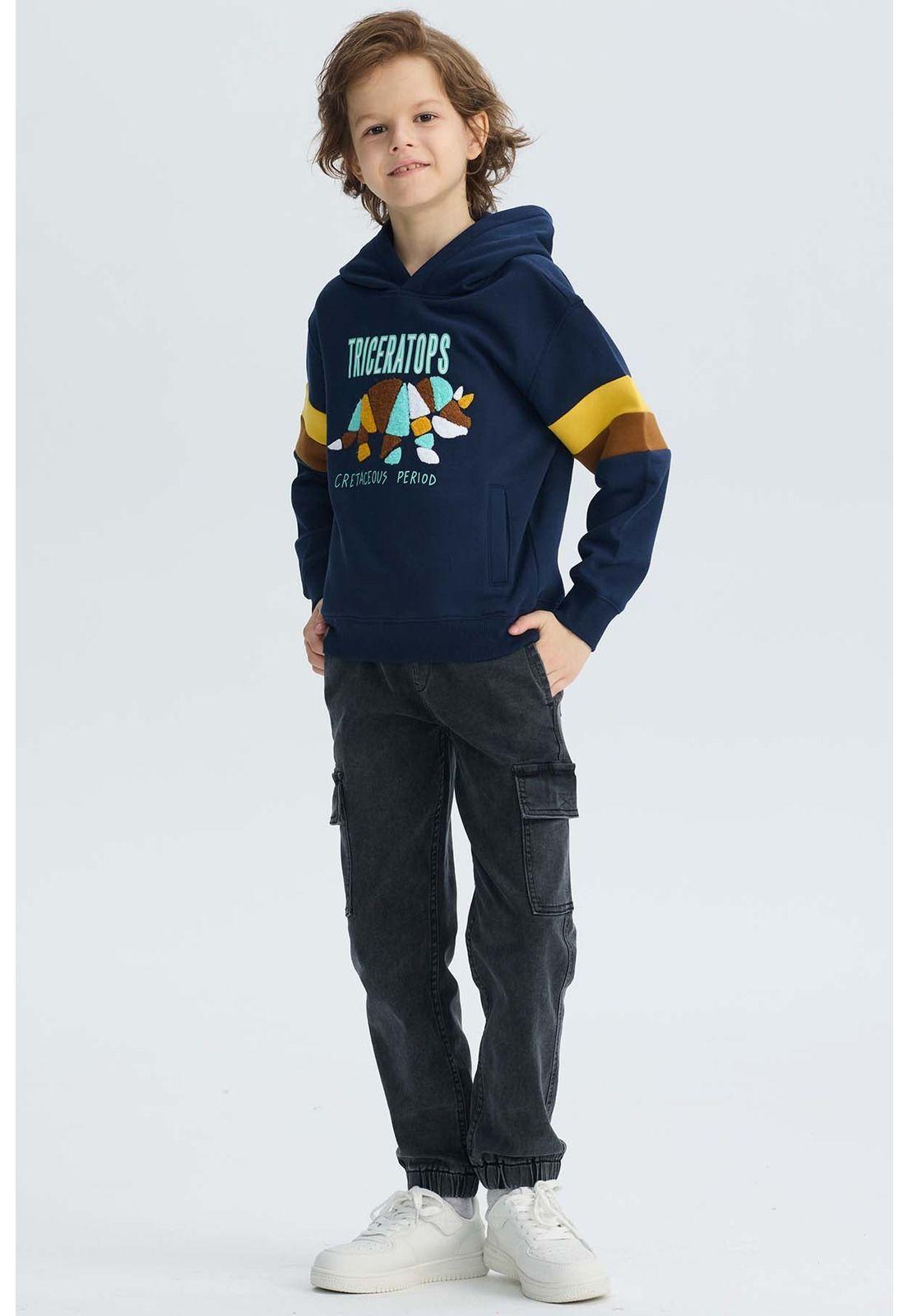 Polerón Niño Print Posicional Azul Oscuro - ll-3