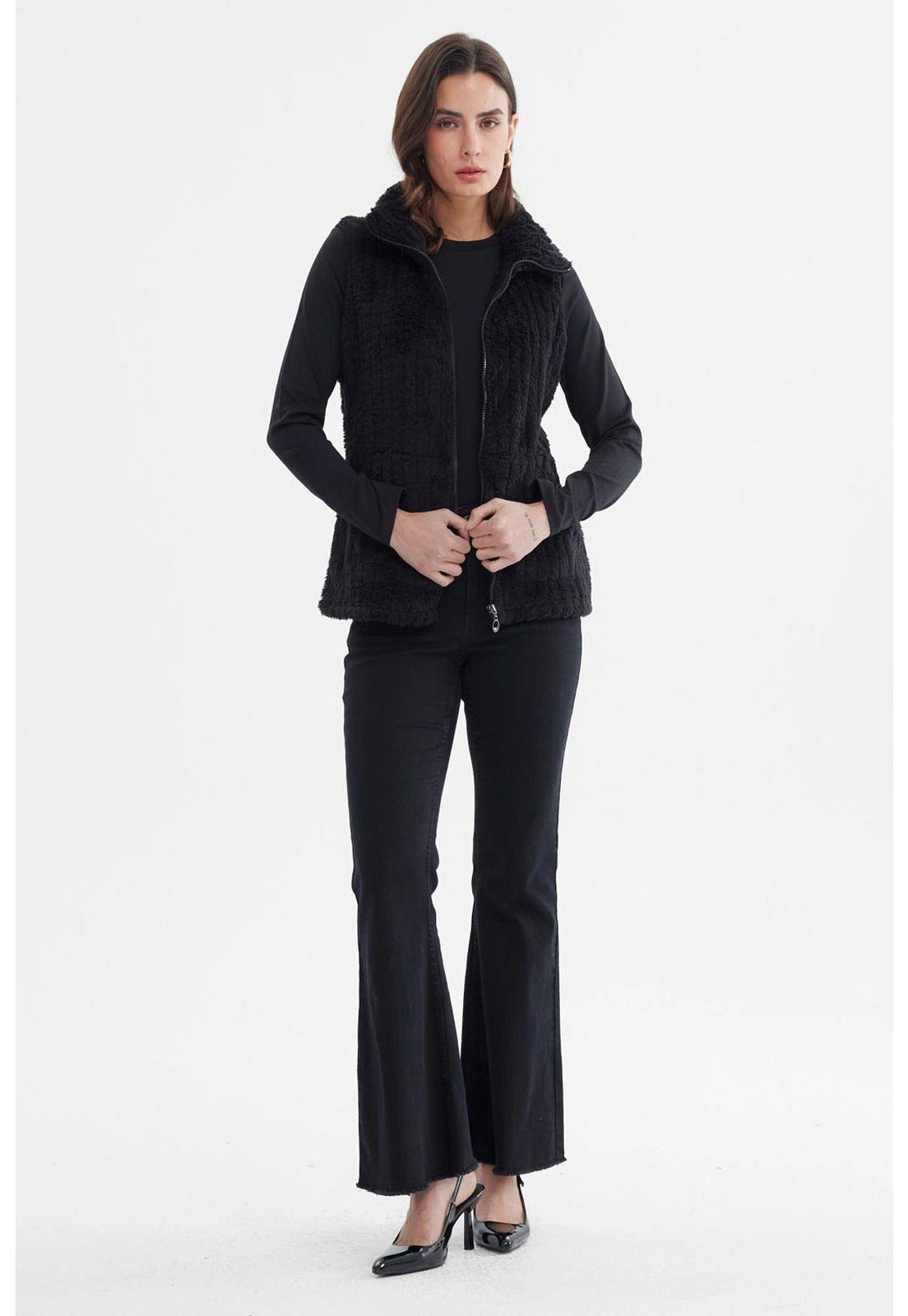 Polar Mujer Peludo Con Textura Negro - ll-3