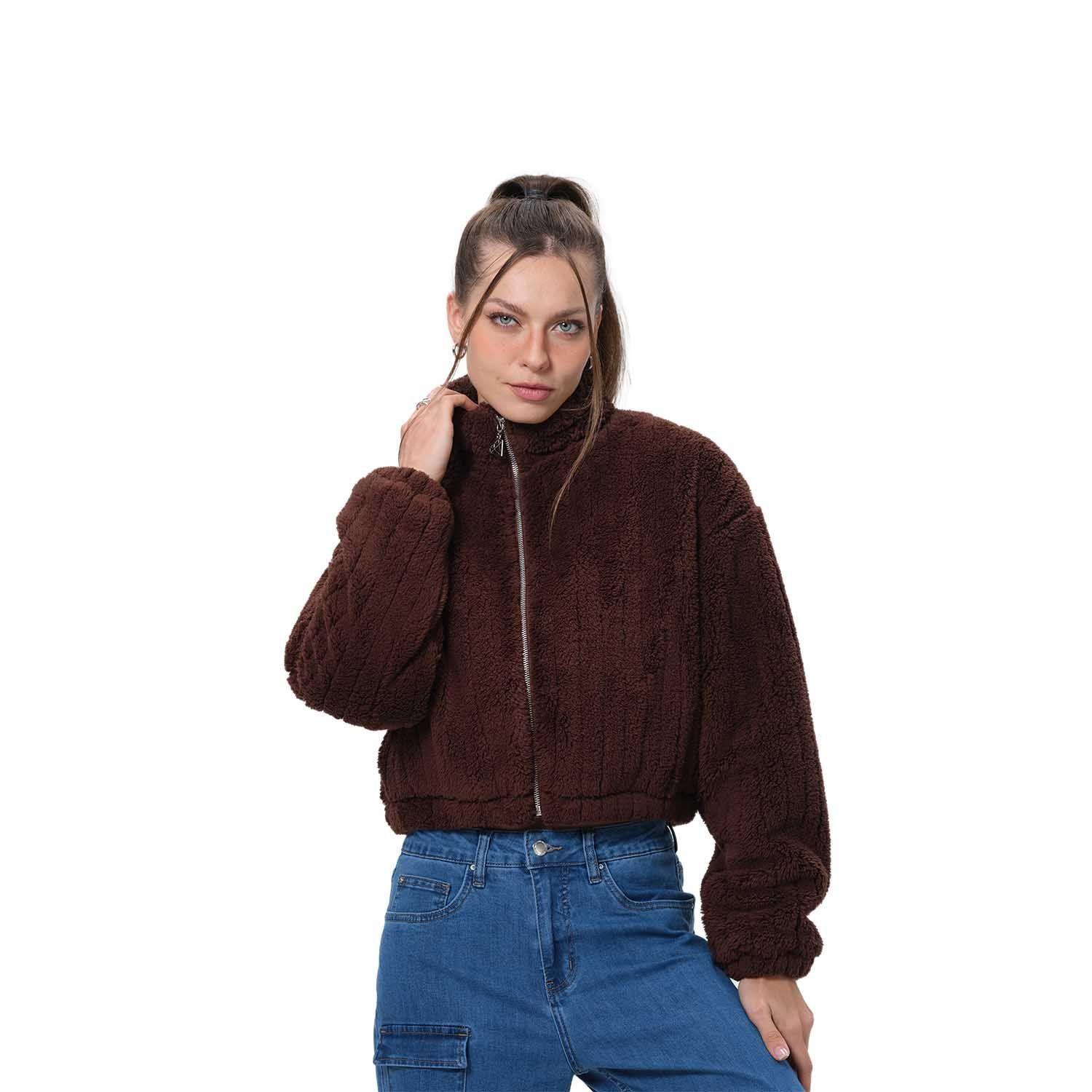 Chaqueta Mujer Tipo Polar Chocolate Fashion's Park-0