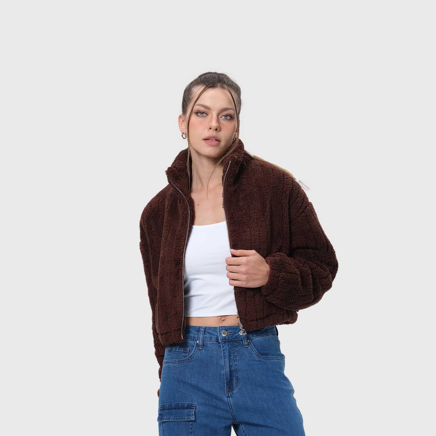 Chaqueta Mujer Tipo Polar Chocolate Fashion's Park-1
