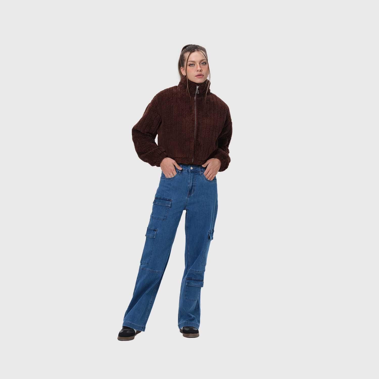 Chaqueta Mujer Tipo Polar Chocolate Fashion's Park-3