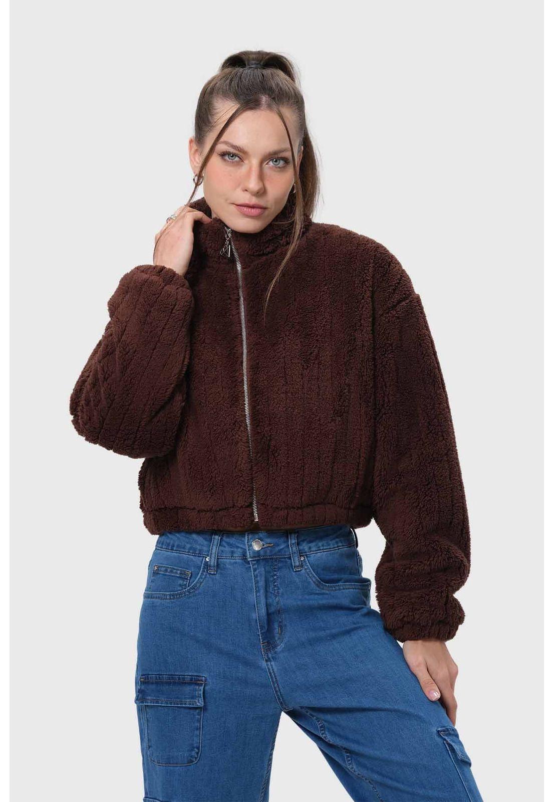 Chaqueta Mujer Tipo Polar Chocolate-0