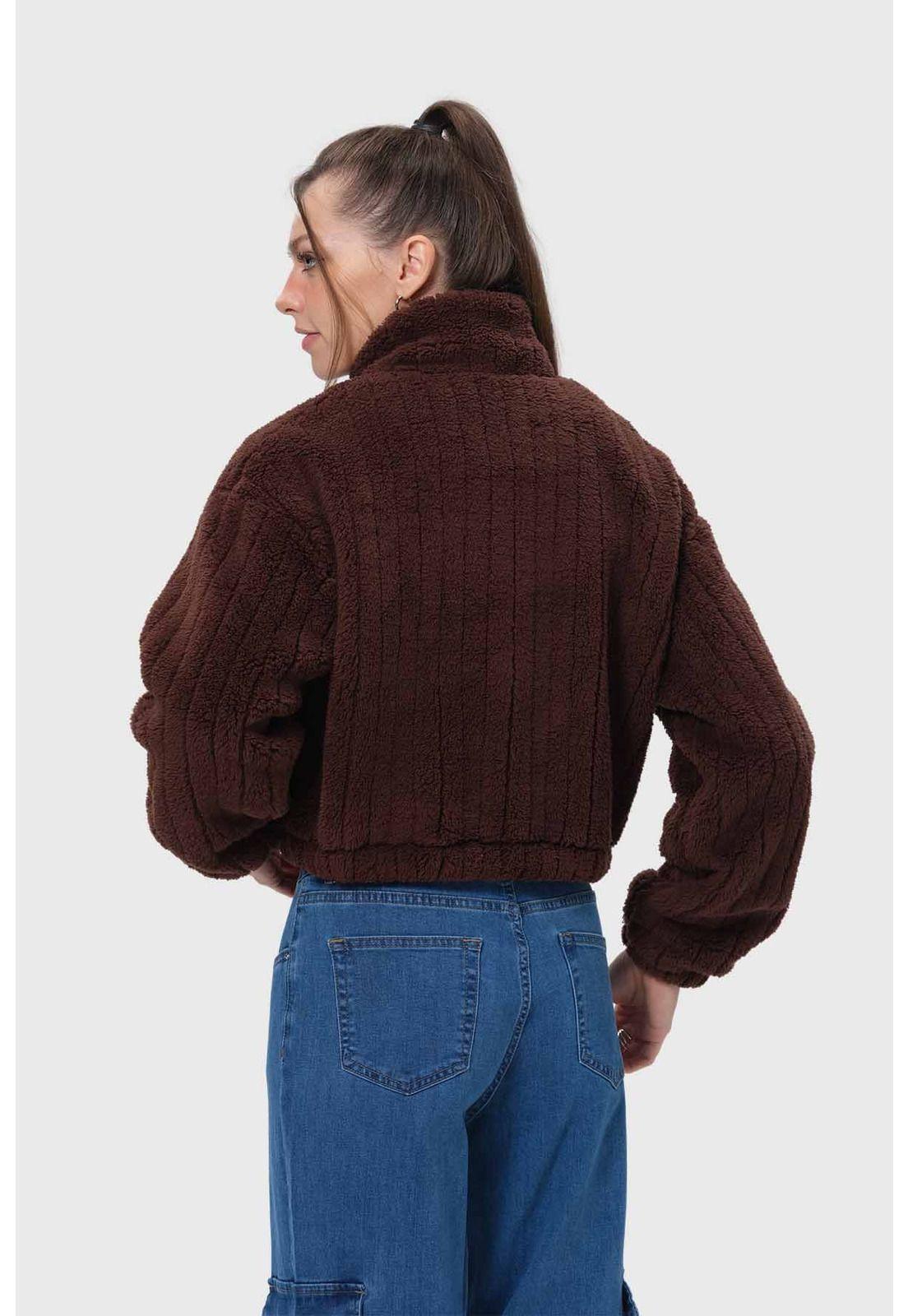 Chaqueta Mujer Tipo Polar Chocolate-2