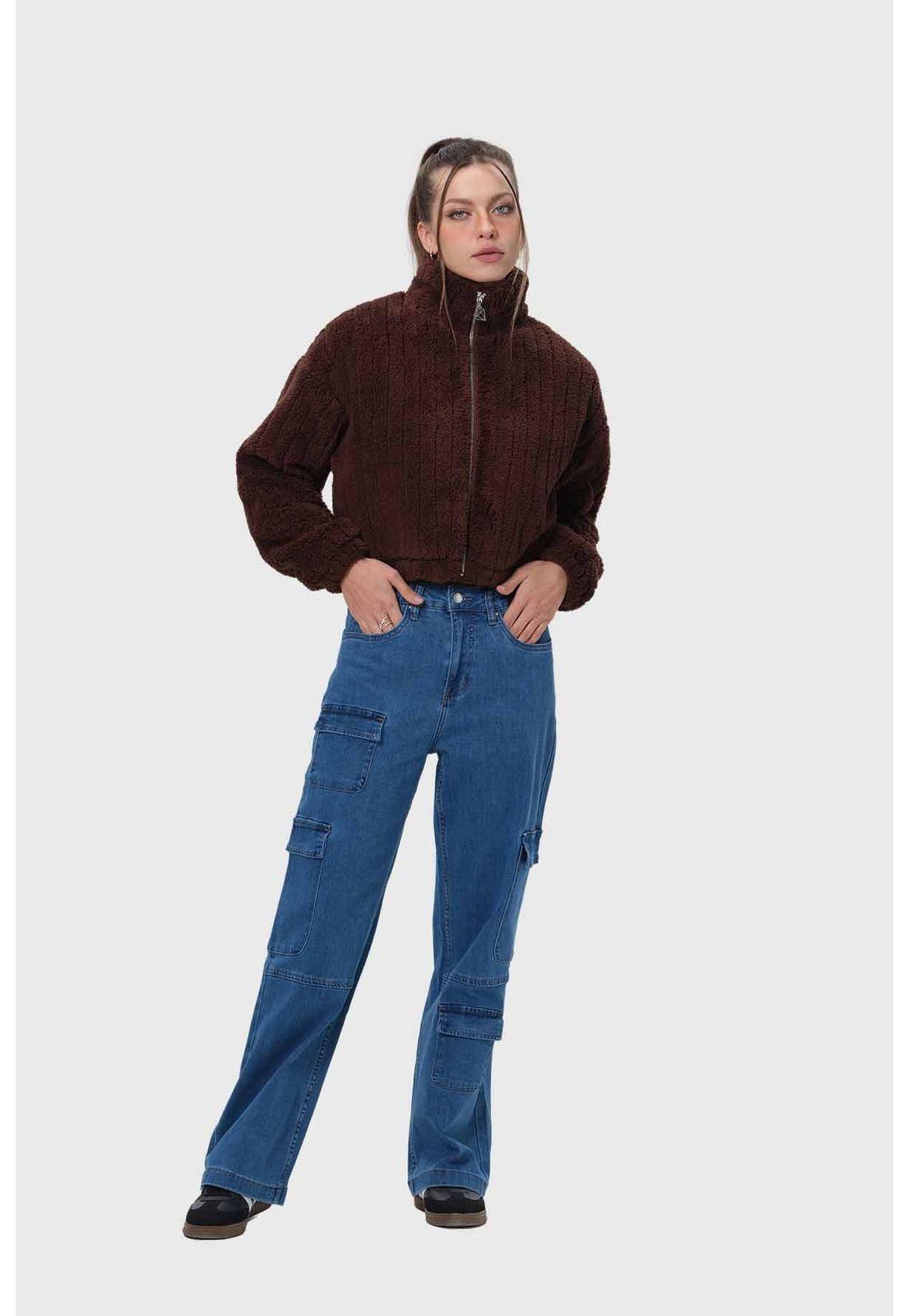 Chaqueta Mujer Tipo Polar Chocolate-3