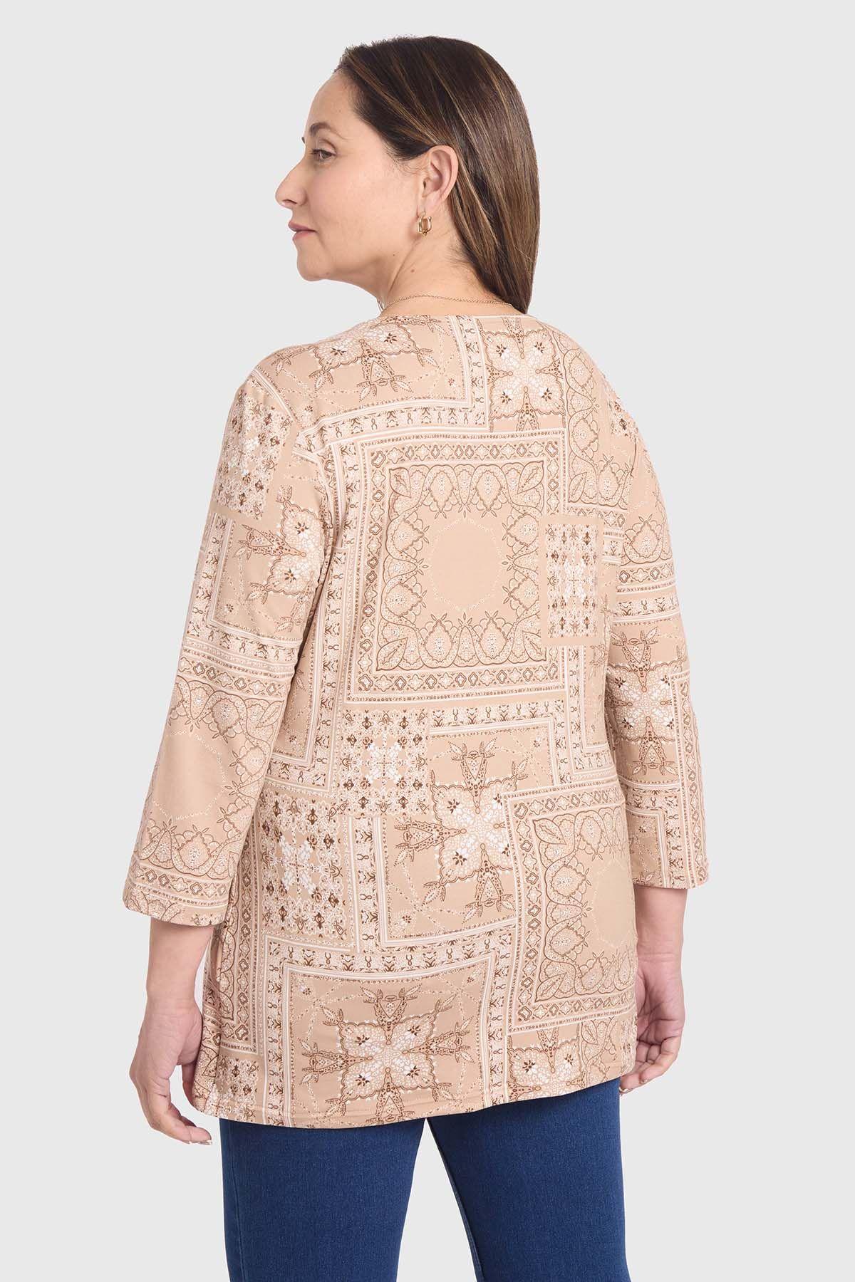 Polera Mujer Estampada Beige-2