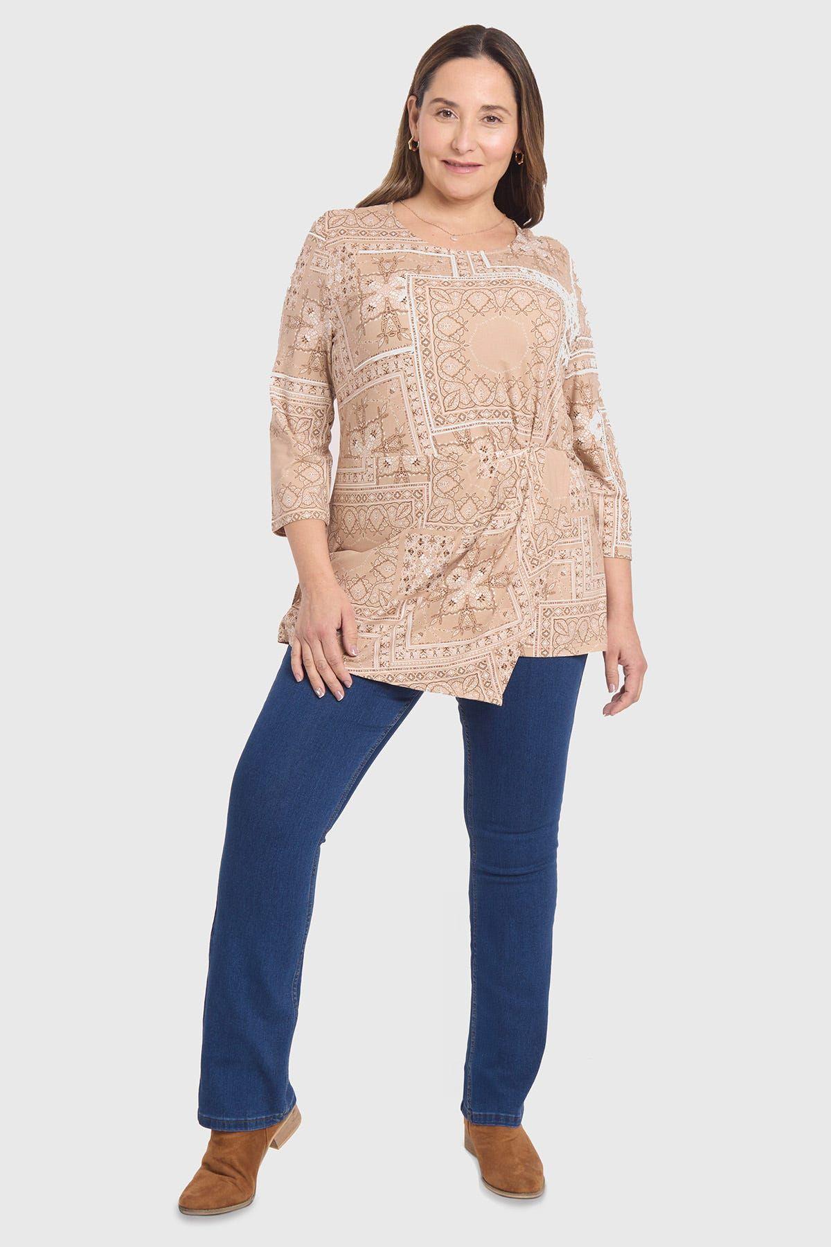 Polera Mujer Estampada Beige-3