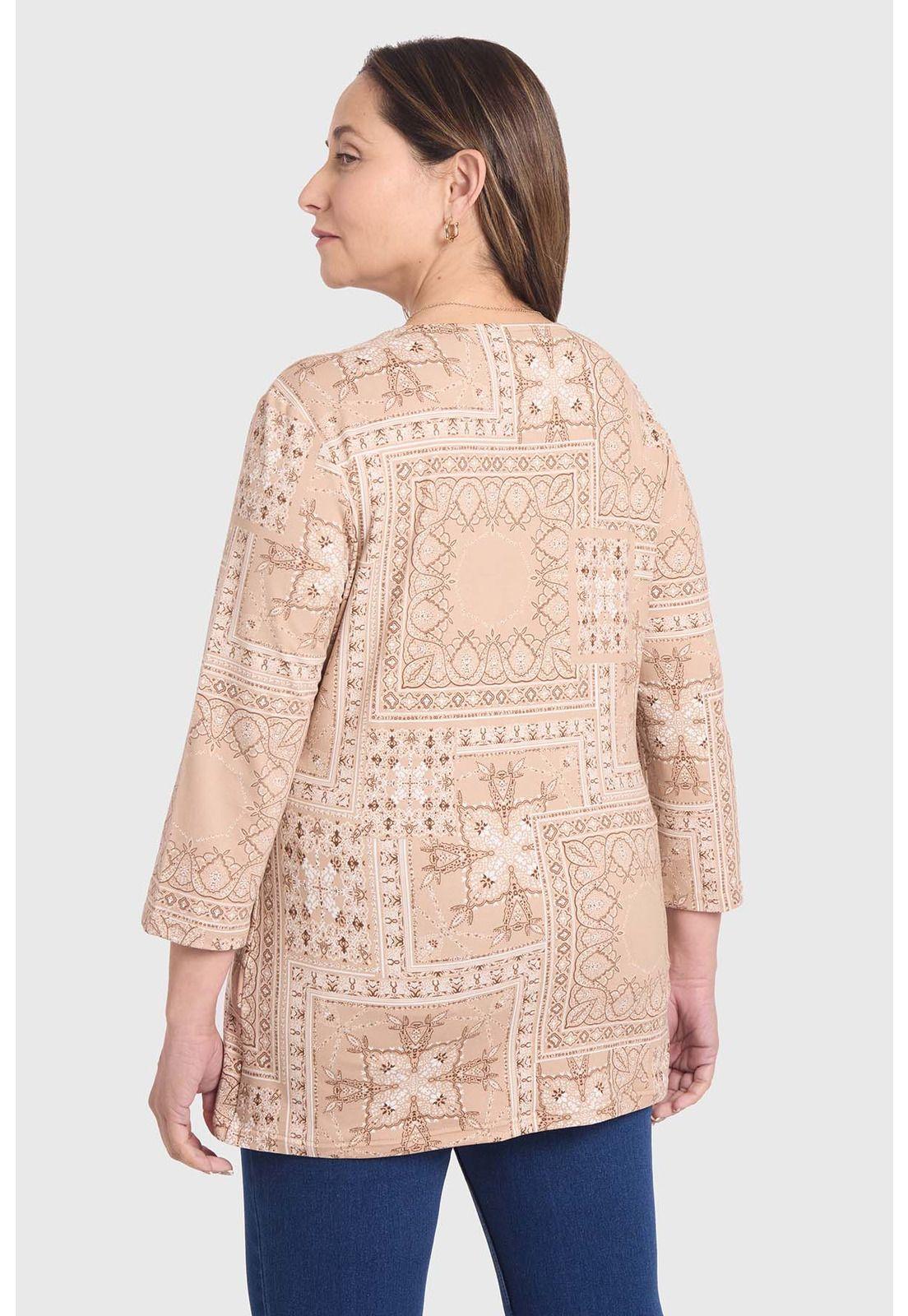 Polera Mujer Estampada Beige - ll-2