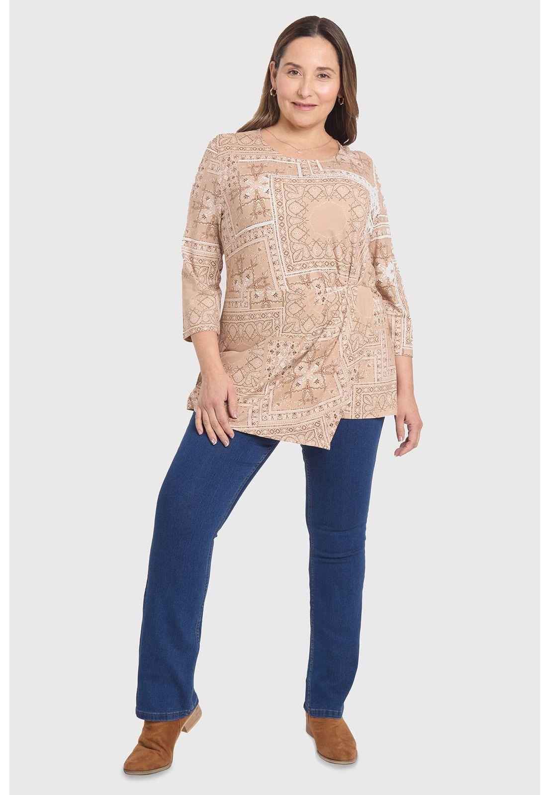 Polera Mujer Estampada Beige - ll-3