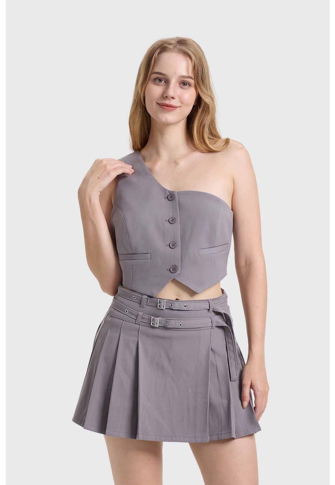 Blusa Mujer Gillette Asimétrico Gris-0