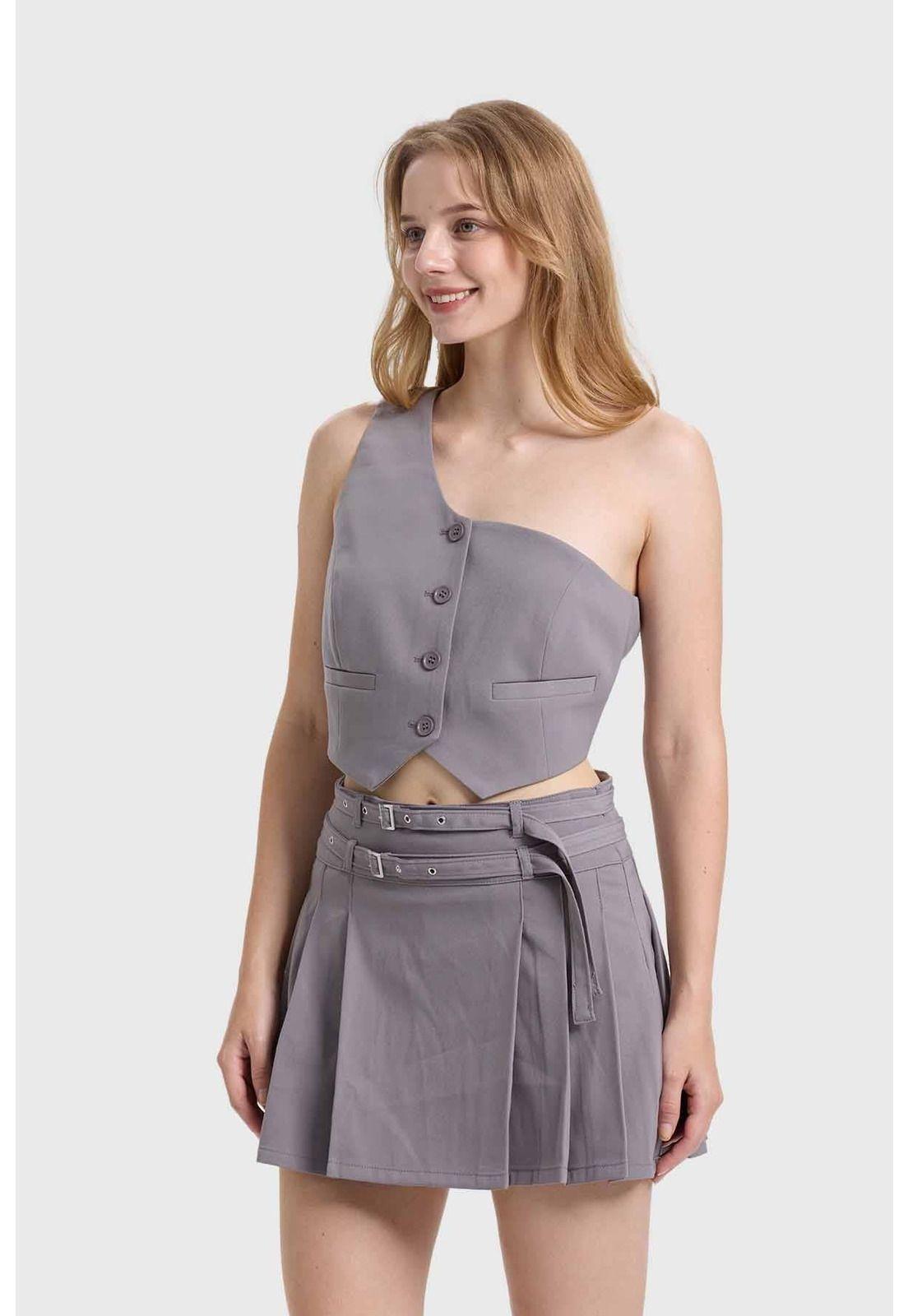 Blusa Mujer Gillette Asimétrico Gris-1