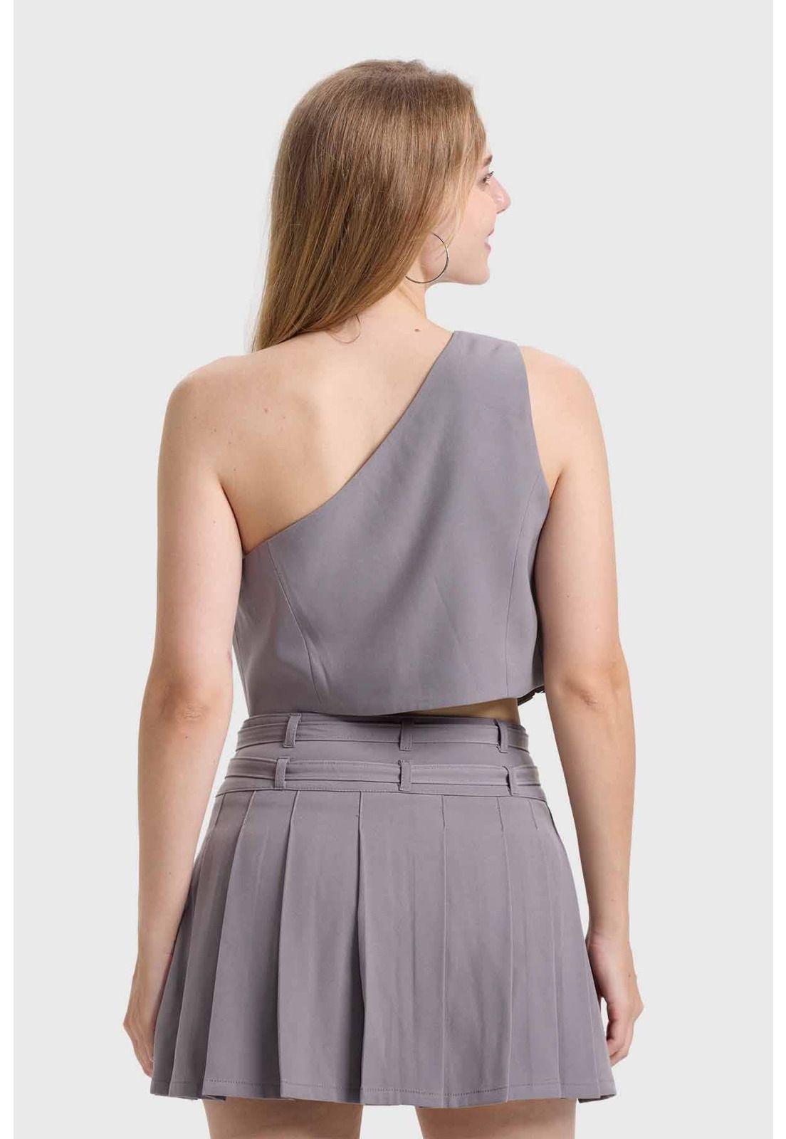Blusa Mujer Gillette Asimétrico Gris-2