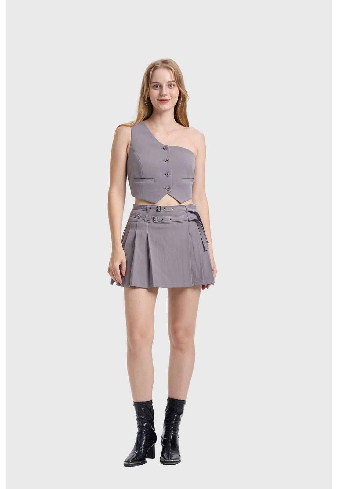 Blusa Mujer Gillette Asimétrico Gris-3