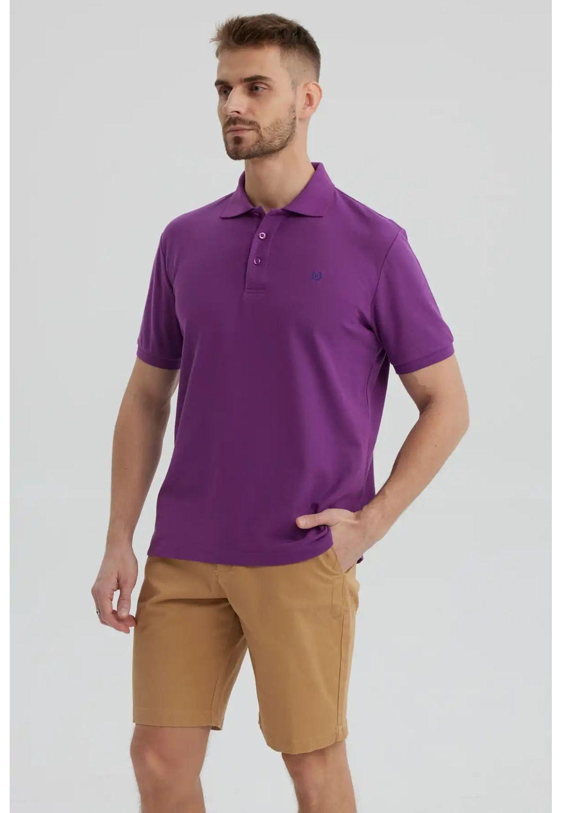 Polera Hombre Piqué Básica Lisa Morado-1