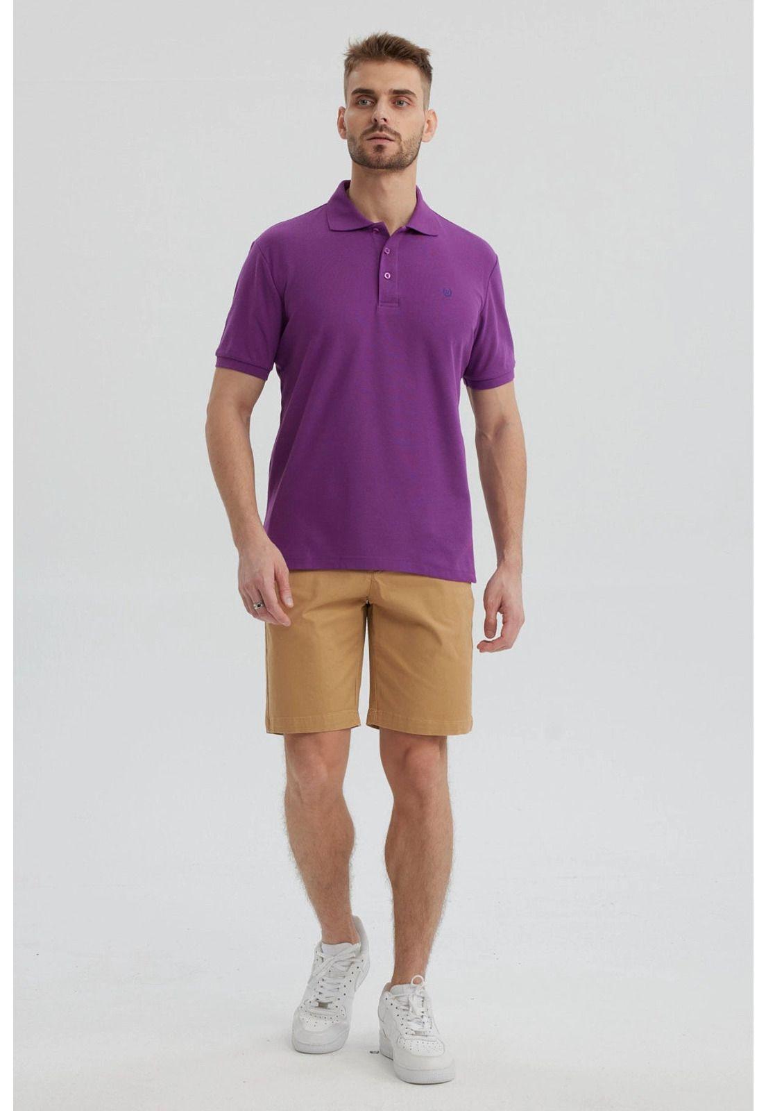 Polera Hombre Piqué Básica Lisa Morado-3