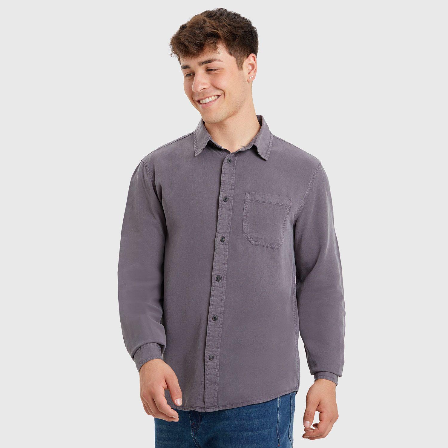 Camisa Lyocell Gris Oscuro Hombre-1