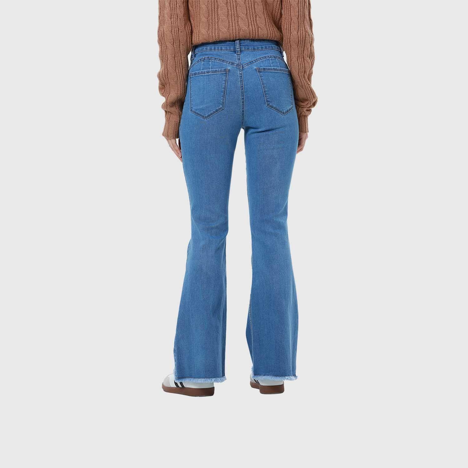 Jeans Mujer Flare Cargo Azul-2