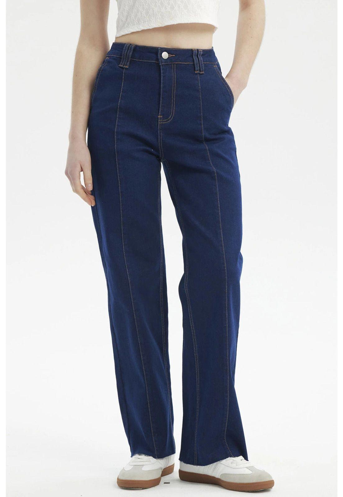 Jeans Mujer Calce Recto Azul Oscuro - lV-0