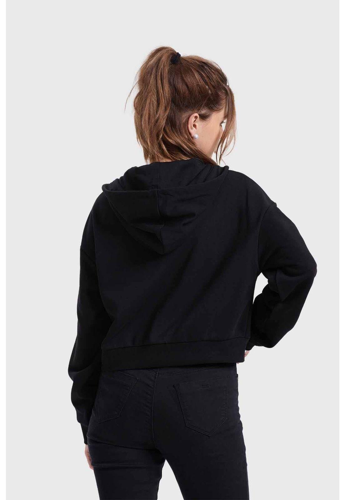 Polerón Mujer Hoodie Crop Negro-2