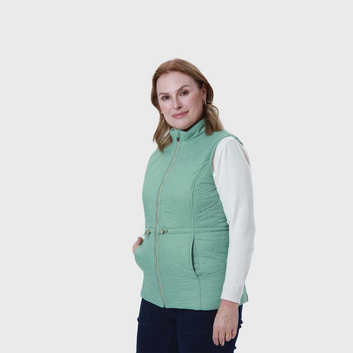 Parka Mujer Con Rombos Bolsillos Verde-1