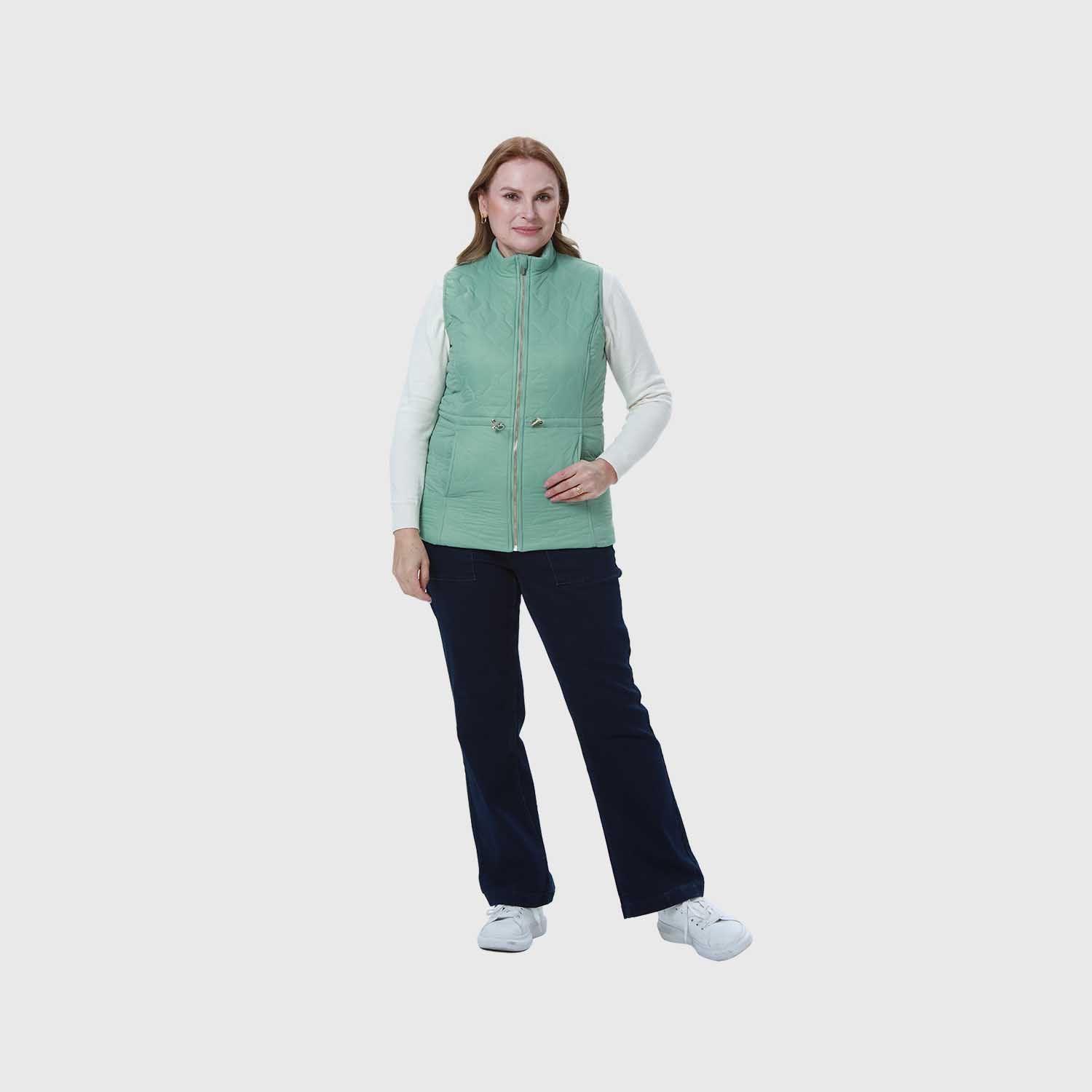 Parka Mujer Con Rombos Bolsillos Verde-3