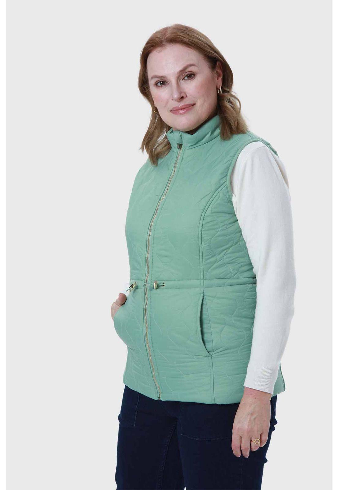 Parka Mujer Con Rombos Bolsillos Verde-1